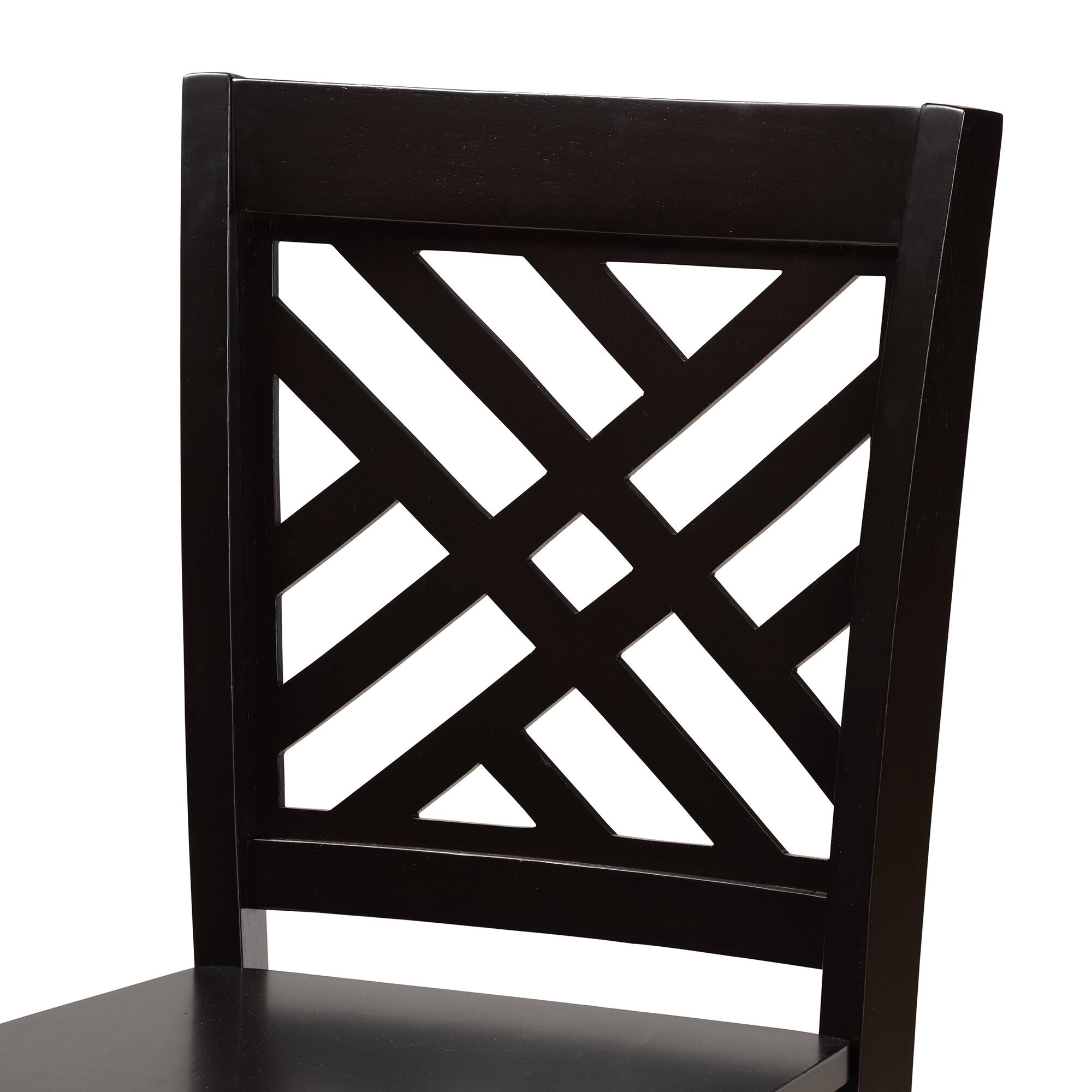Back. Baxton Studio - Caron Modern and Contemporary Transitional Finished Wood 2-Piece Counter Stool Set - Dark Brown.