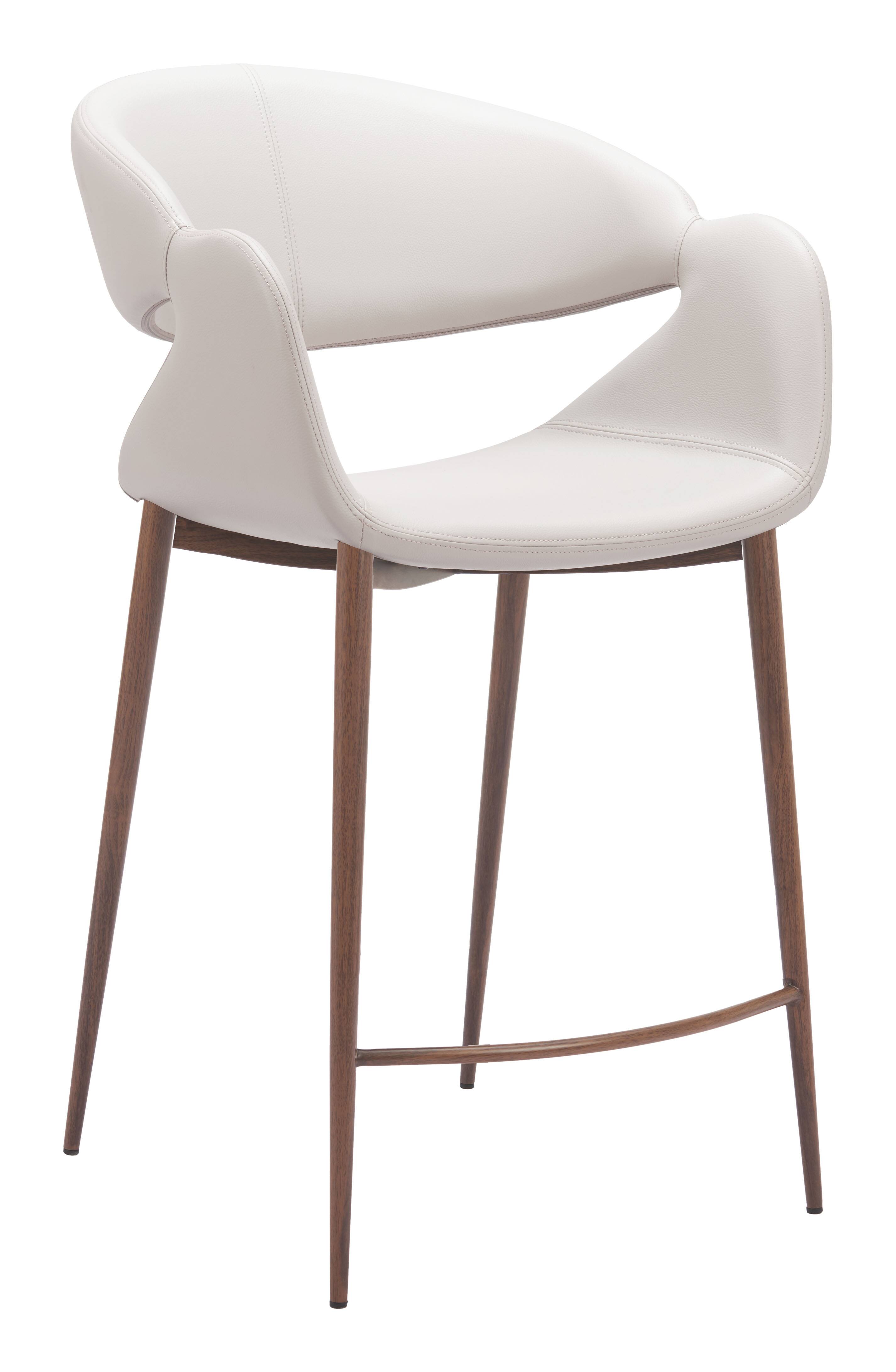 Front. Hivvago - Limay Counter Stool Beige & Walnut - Beige & Walnut.