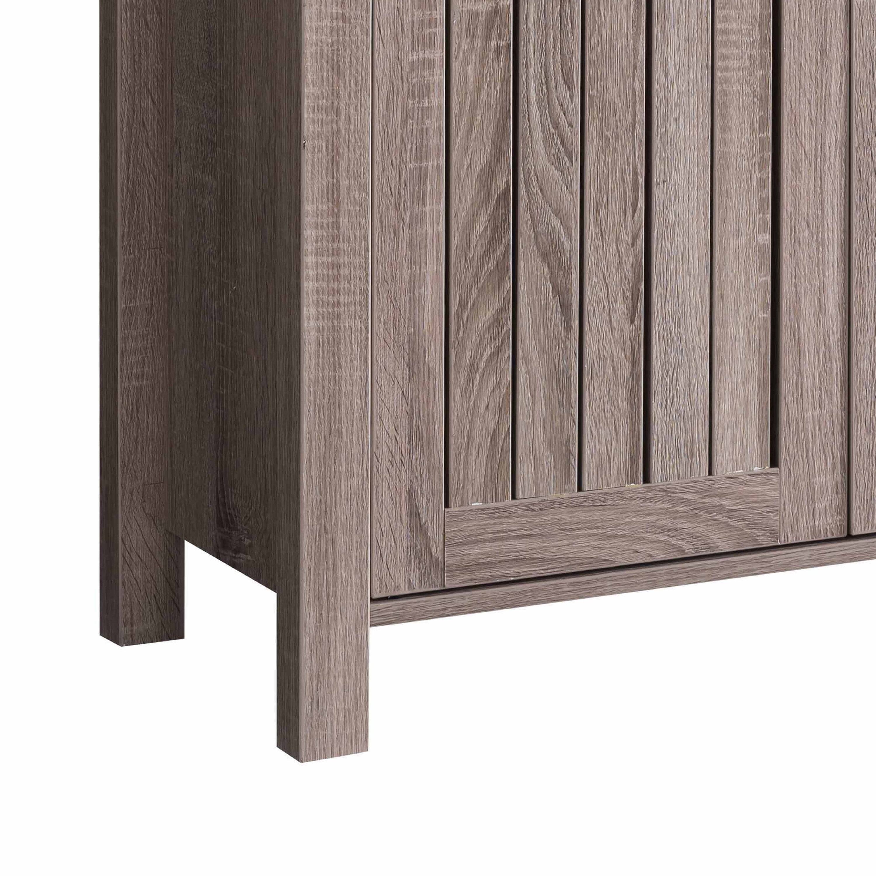Angle. TinyHomie - Shoe Rack Cabinet 34 Inch Slatted Vented Doors Dark Taupe Finish - Taupe Multi.