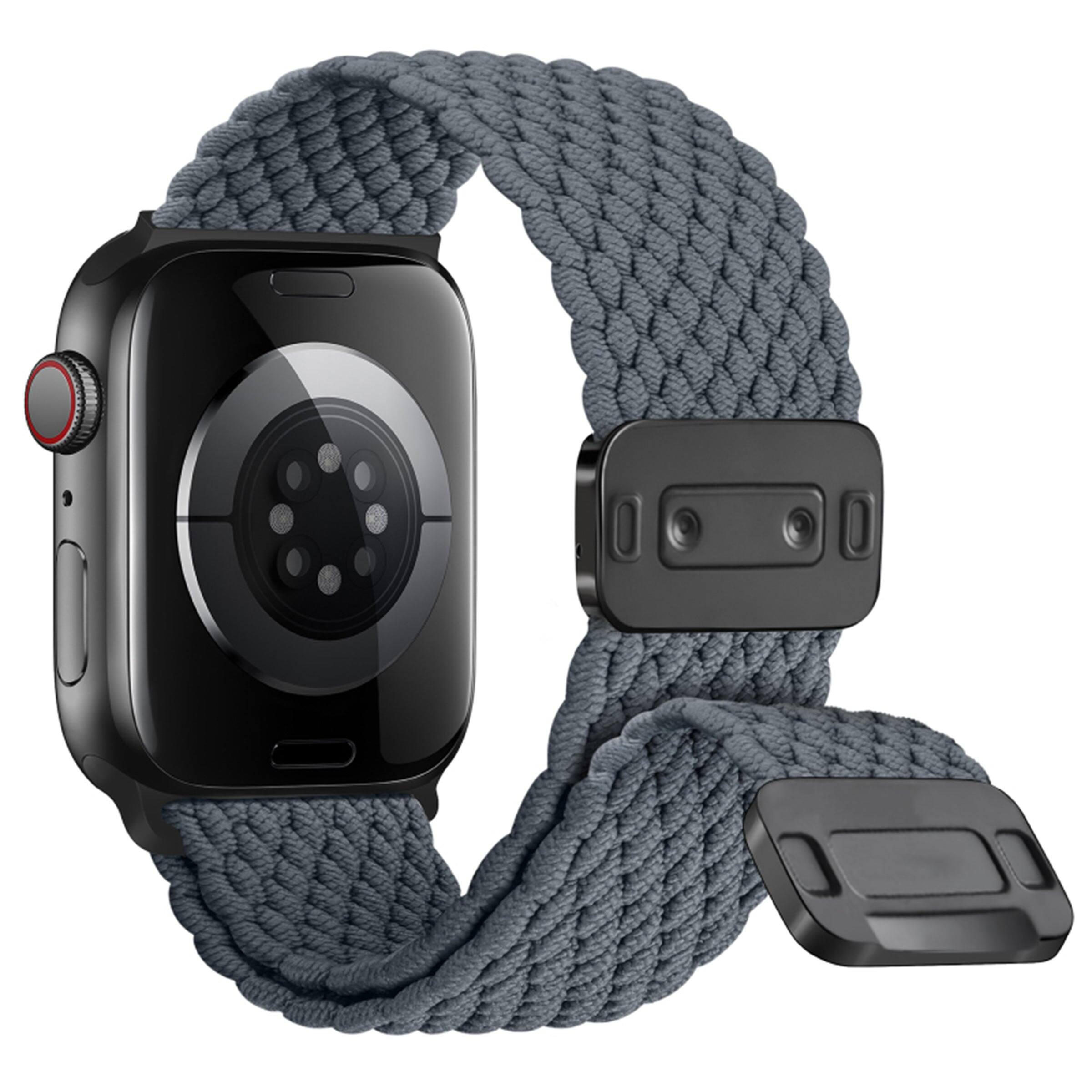 Back. Waloo - Magnetic Braided Nylon Loop Band - 40/41/42mm - Black - Black.