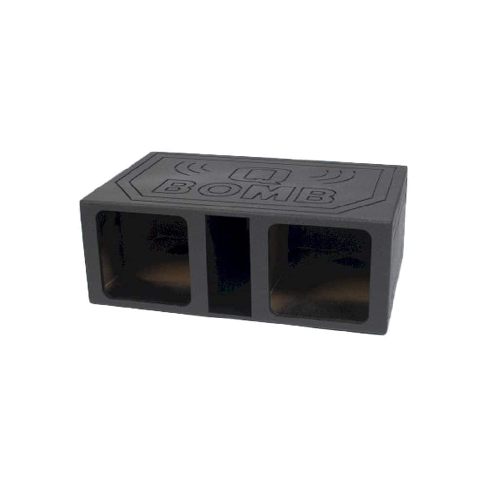 QPower - QBOMB12VLSQ Dual 12 Inch XL Vented Side Ported Speaker Square Box - Charcoal Black