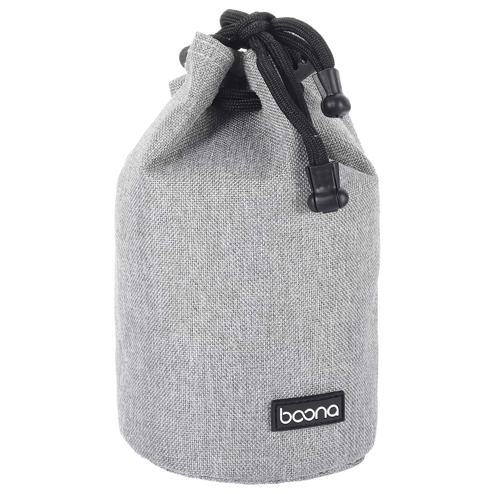 Unique Bargains - Soft Drawstring Lens Case, with Cotton Pad 3.9" OD Thick Fleece Cloth for SLR Lens, Water Cups - Gray