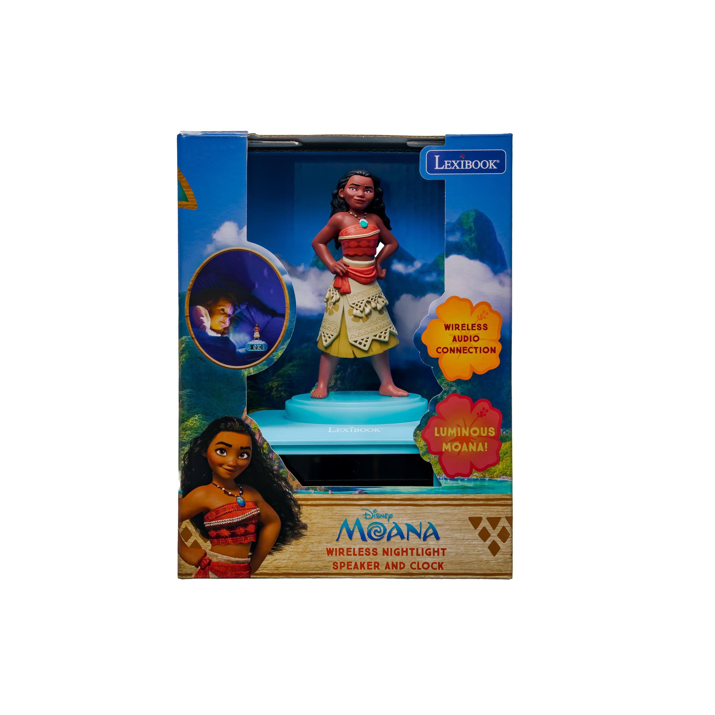 LEXIBOOK  
DES  
WIRELESS AUDIO CONNECTION  
LEXIBOOK  
LUMINOUS MOANA!  
Disney MOANA WIRELESS NIGHTLIGHT SPEAKER AND CLOCK