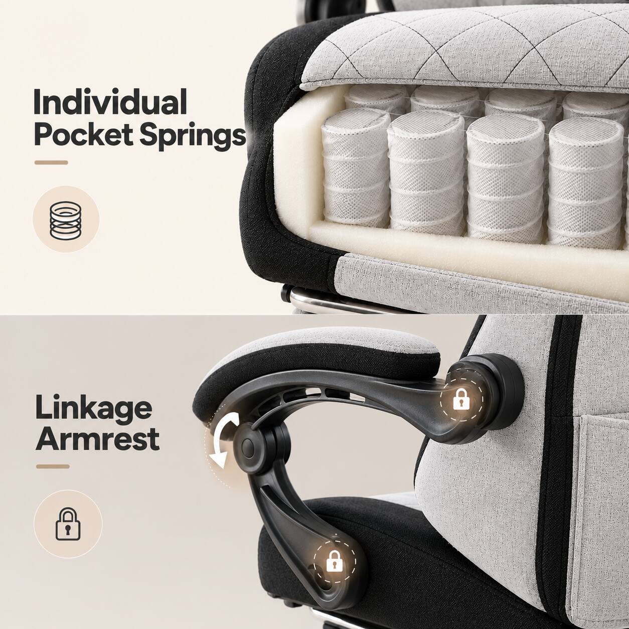Individual Pocket Springs

Linkage Armrest