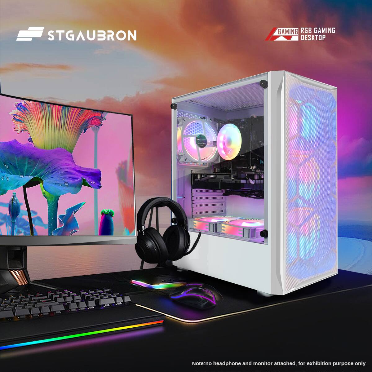 STGAUBRON

GAMING RGB GAMING DESKTOP

Note: no headphone and monitor attached, for exhibition purpose only