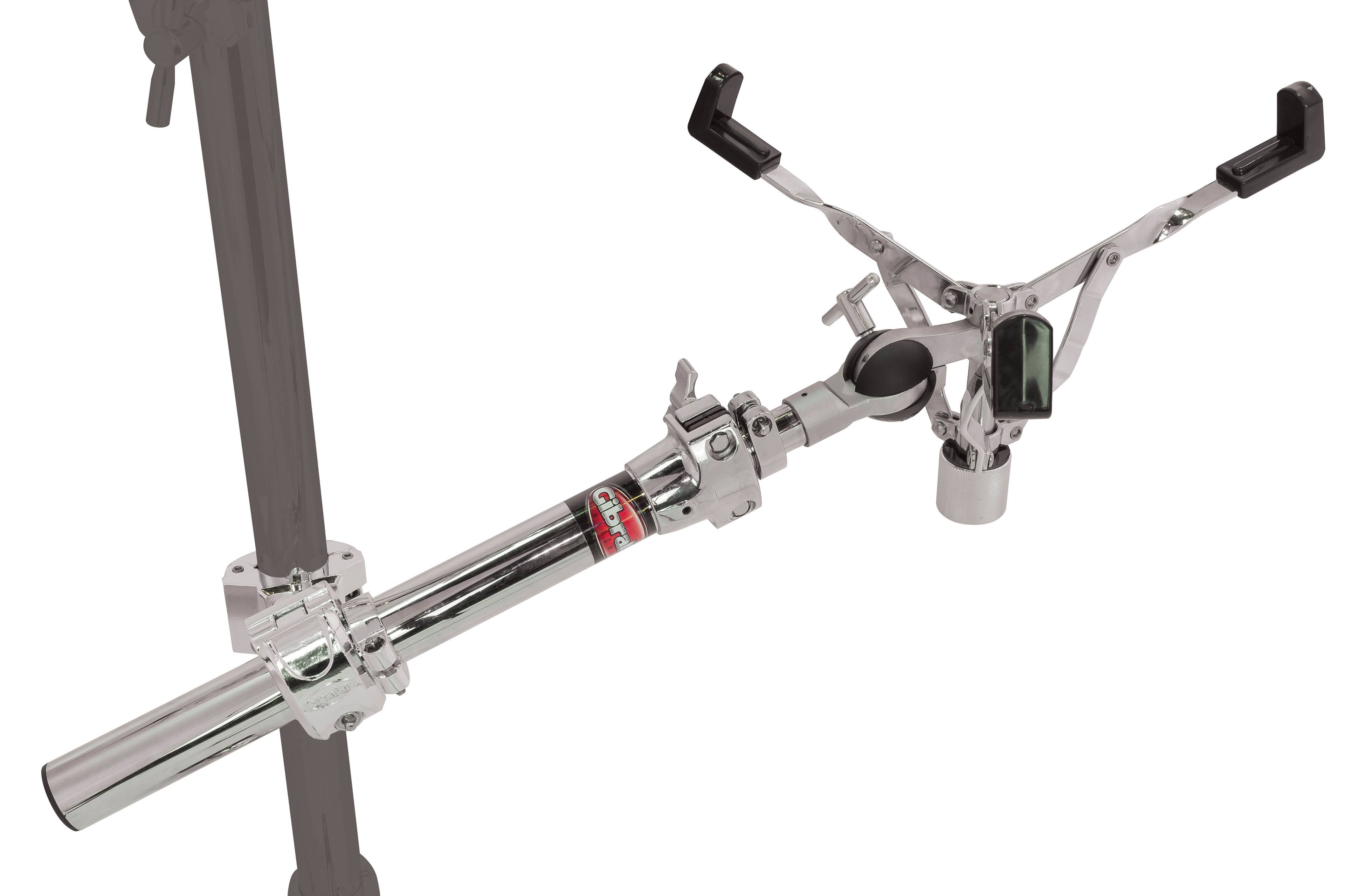 Front. Gibraltar Hardware - Floating Snare Drum Stand, Ultra Adjust Basket, Right Angle Clamp for Rack Mounting, No-Floor Contact.