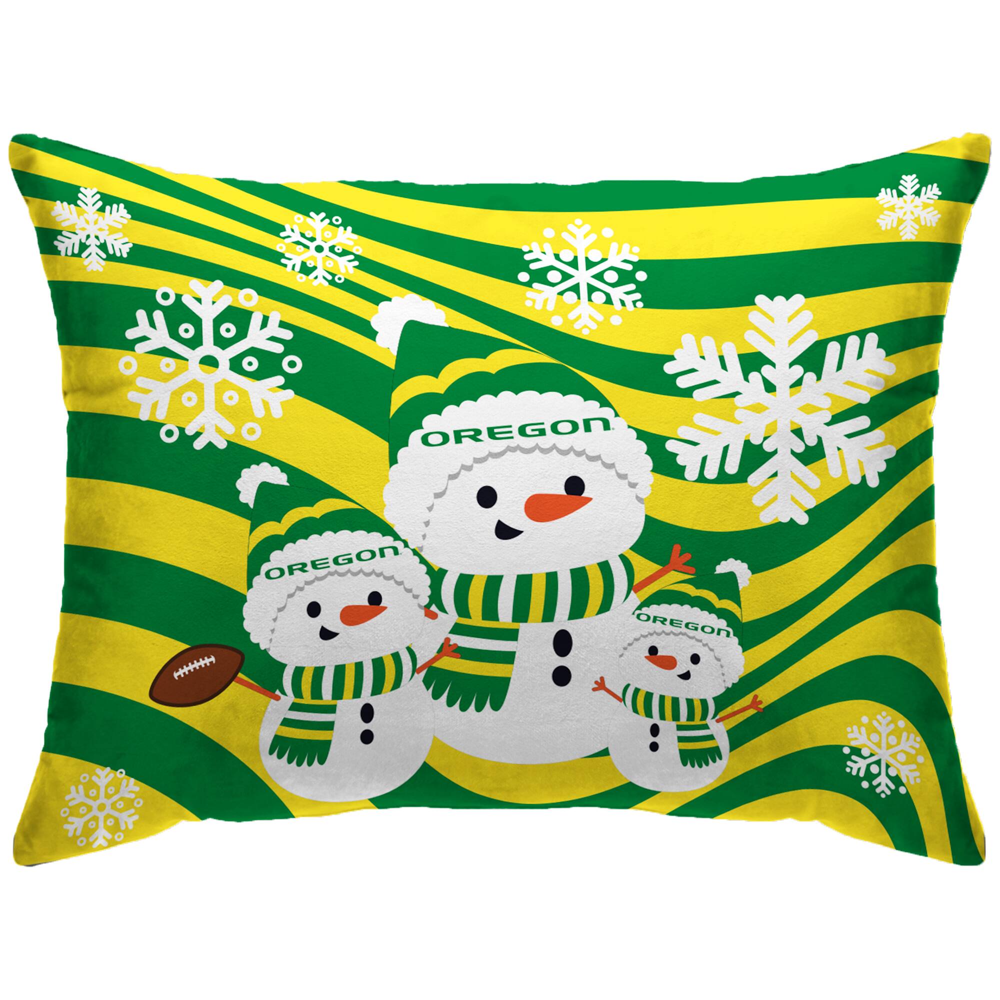 Pegasus - Oregon Ducks 20'' x 26'' Holiday Snowman Bed Pillow - Multicolor