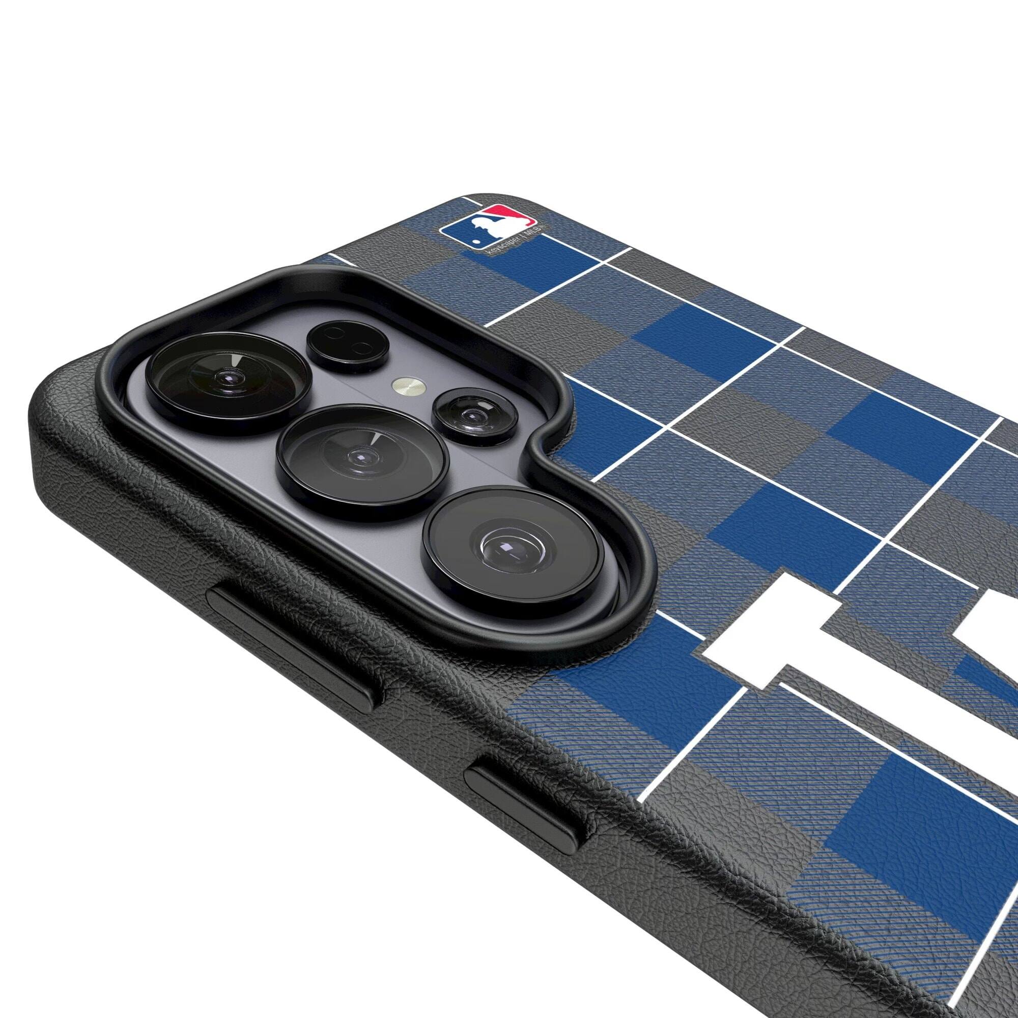 Alt View 2. Keyscaper - Los Angeles Dodgers Plaid Galaxy Magnetic Bump Case - S24 - Black.