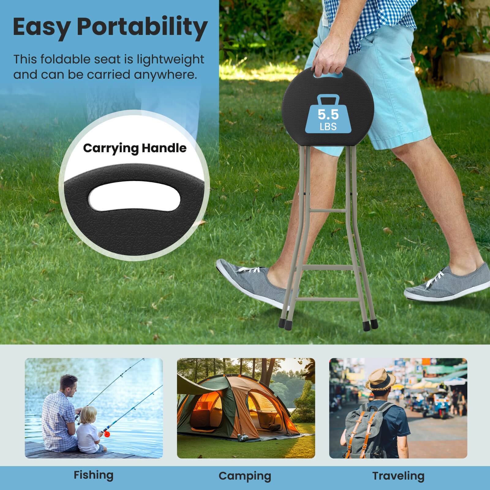 Easy Portability

This foldable seat is lightweight and can be carried anywhere.

Carrying Handle

5.5 LBS

Fishing

Camping

Traveling