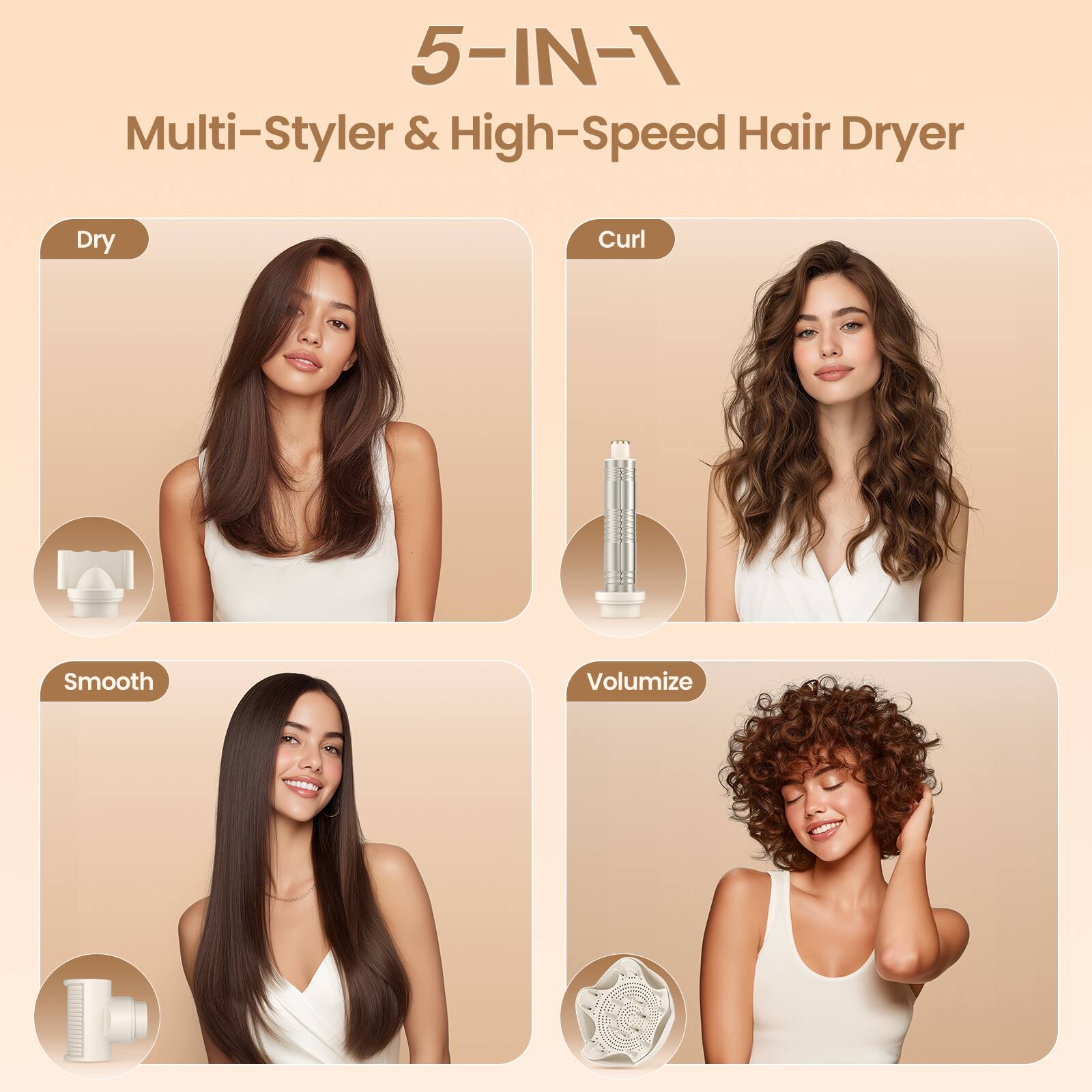 5-IN-1  
Multi-Styler & High-Speed Hair Dryer

- Dry
- Curl
- Smooth
- Volumize