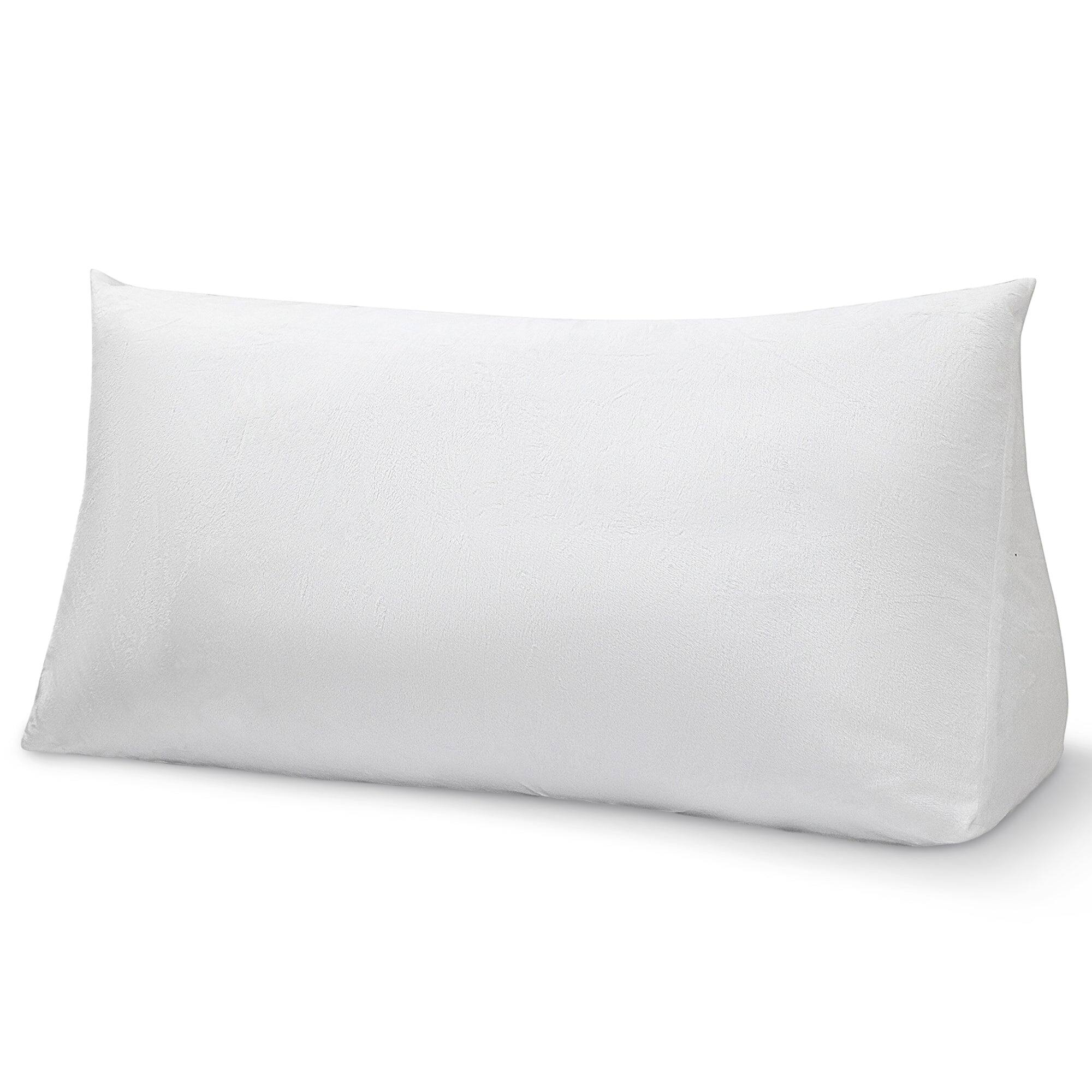 Alt View 6. Cheer Collection - Plushy Wedge Pillow for Reading in Bed - Large Backrest, Soft Headboard Cushion for Dorm or Home - White.