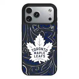 Keyscaper - NHL - Toronto Maple Leafs Paisley iPhone Magnetic Bump Case - 15 Plus - Black