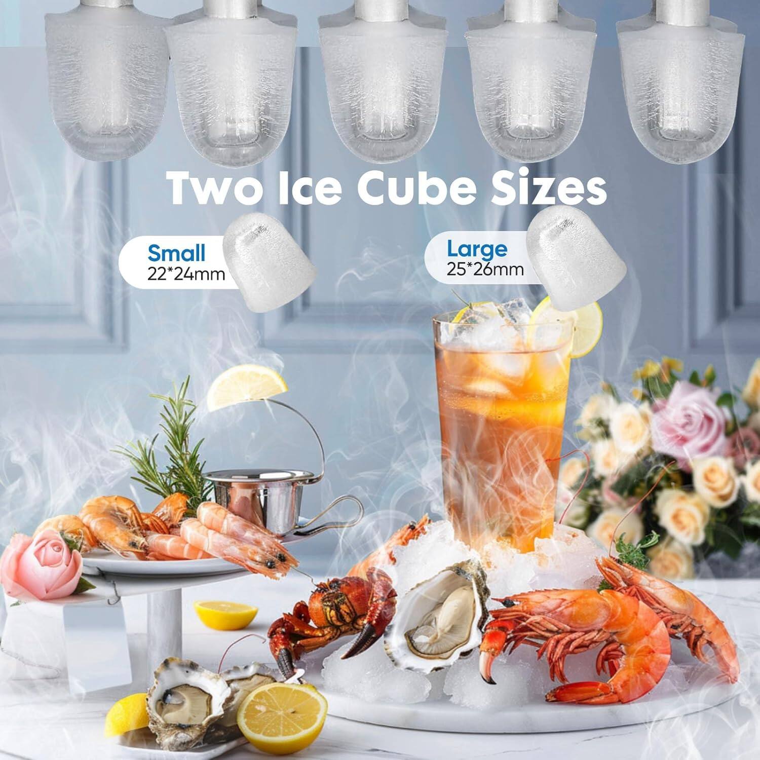 Two Ice Cube Sizes

Small
22*24mm

Large
25*26mm