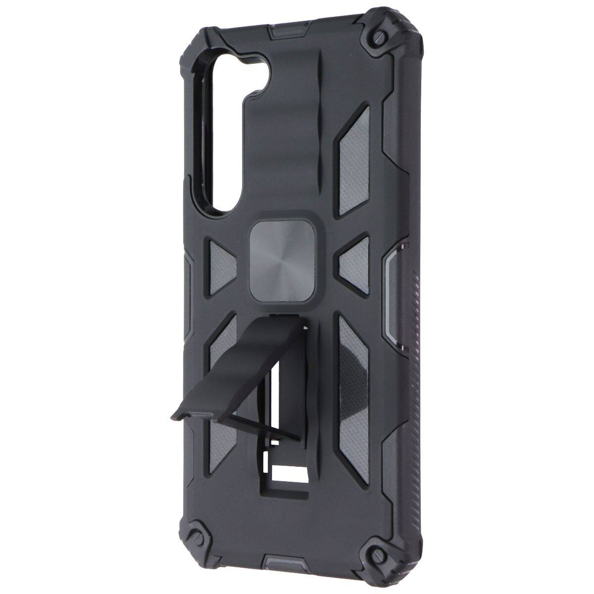 Front. Mybat - MyBat Rugged Kickstand Case for Samsung Galaxy S23 Plus - Black - Black.