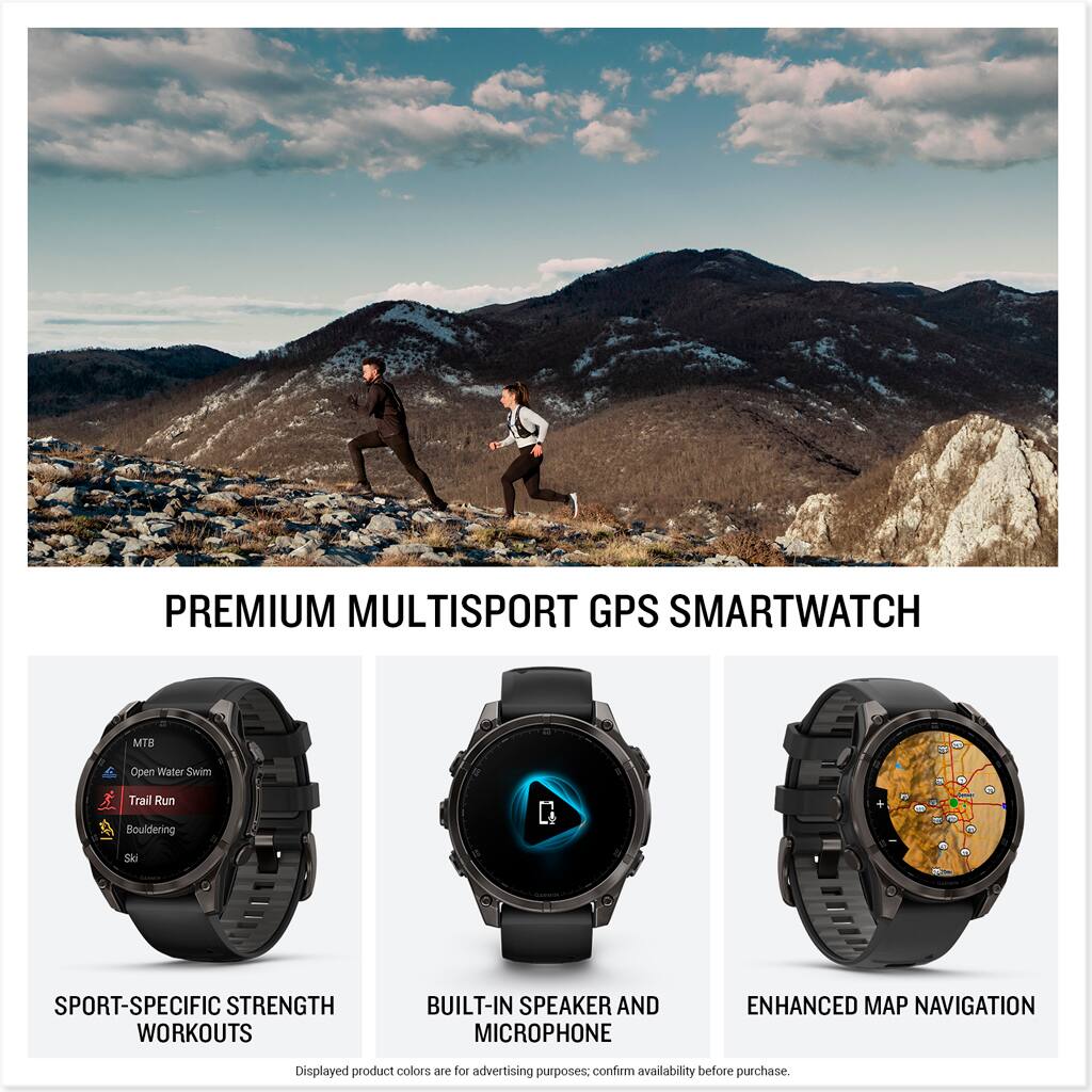Premium Multisport GPS Smartwatch: MTB, Open Water Swim, Trail Run, Bouldering, Fitness, Sport-Specific Strength Workouts, Built-In Speaker and Microphone, Enhanced Map Navigation. Displayed product colors are for advertising purposes: confirm availability before purchase.