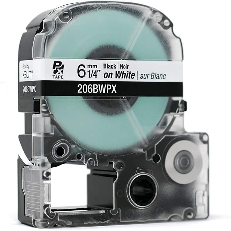 Sold by KSUN  
TAPE  
6 mm 1/4" on White | sur Blanc  
Black | Noir  
206BWPX