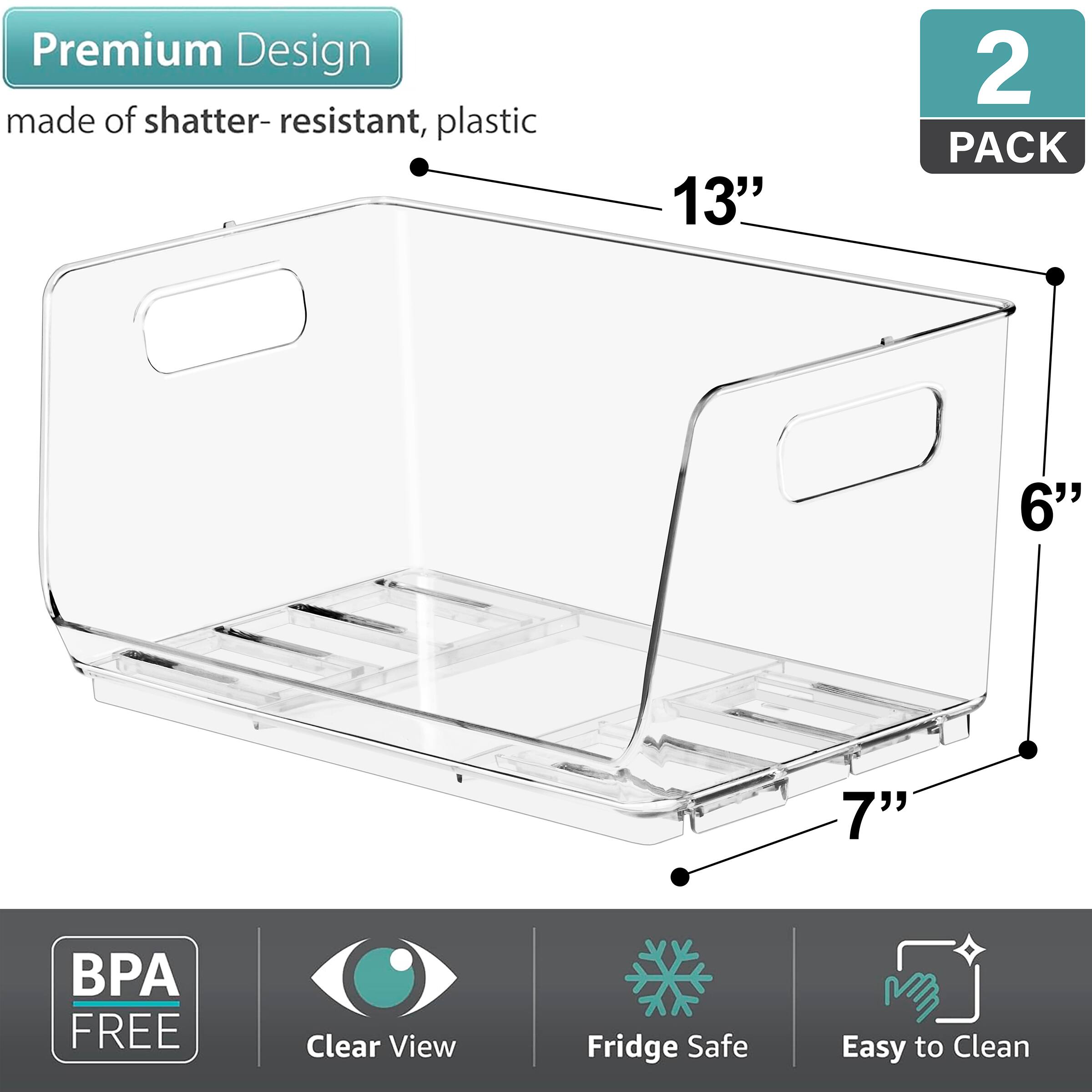 Premium Design  
made of shatter-resistant, plastic  

2 PACK  

13"  
6"  
7"  

BPA FREE  
Clear View  
Fridge Safe  
Easy to Clean