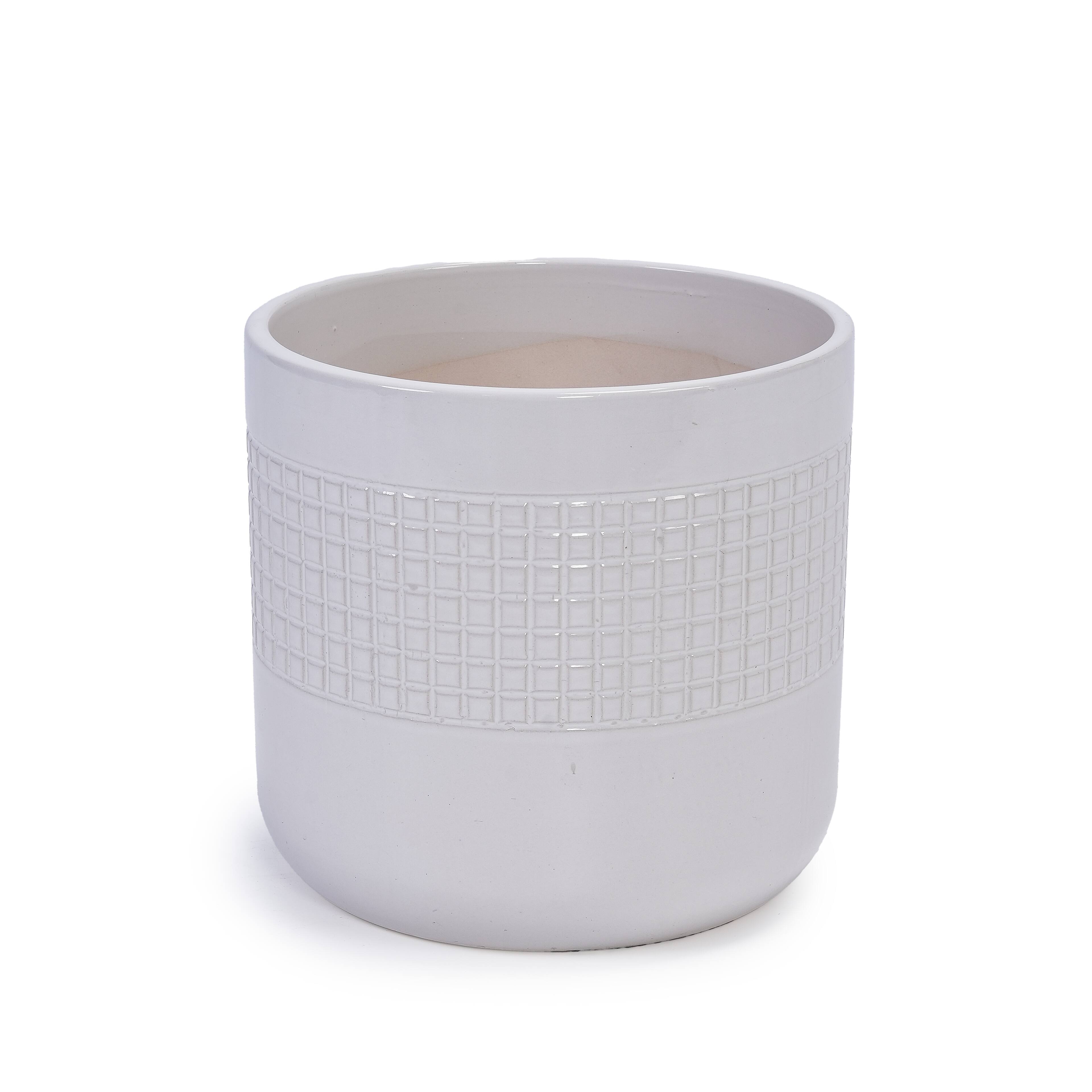Alt View 5. Loheer - Loheer Ceramic Planter Set, Handmade White Ceramic Planter Set of 3 for Succulents, Herbs, Indoor Outdoor Use.