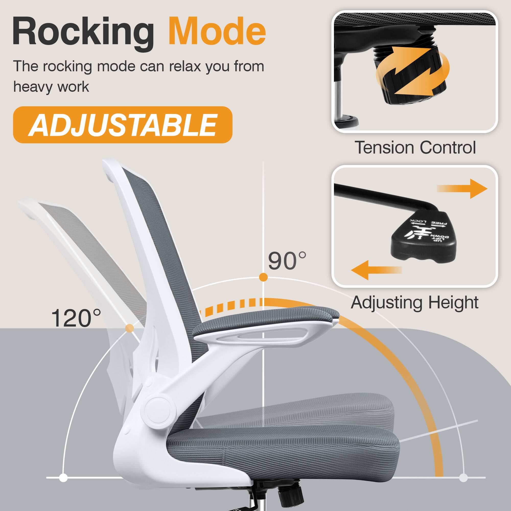 Rocking Mode  
The rocking mode can relax you from heavy work  

ADJUSTABLE  

Tension Control  

Adjusting Height