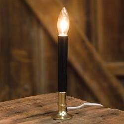 Angle. BreeBe - Black Electric Candle Lamp on Brass Base Black 7" - Black, Brass.
