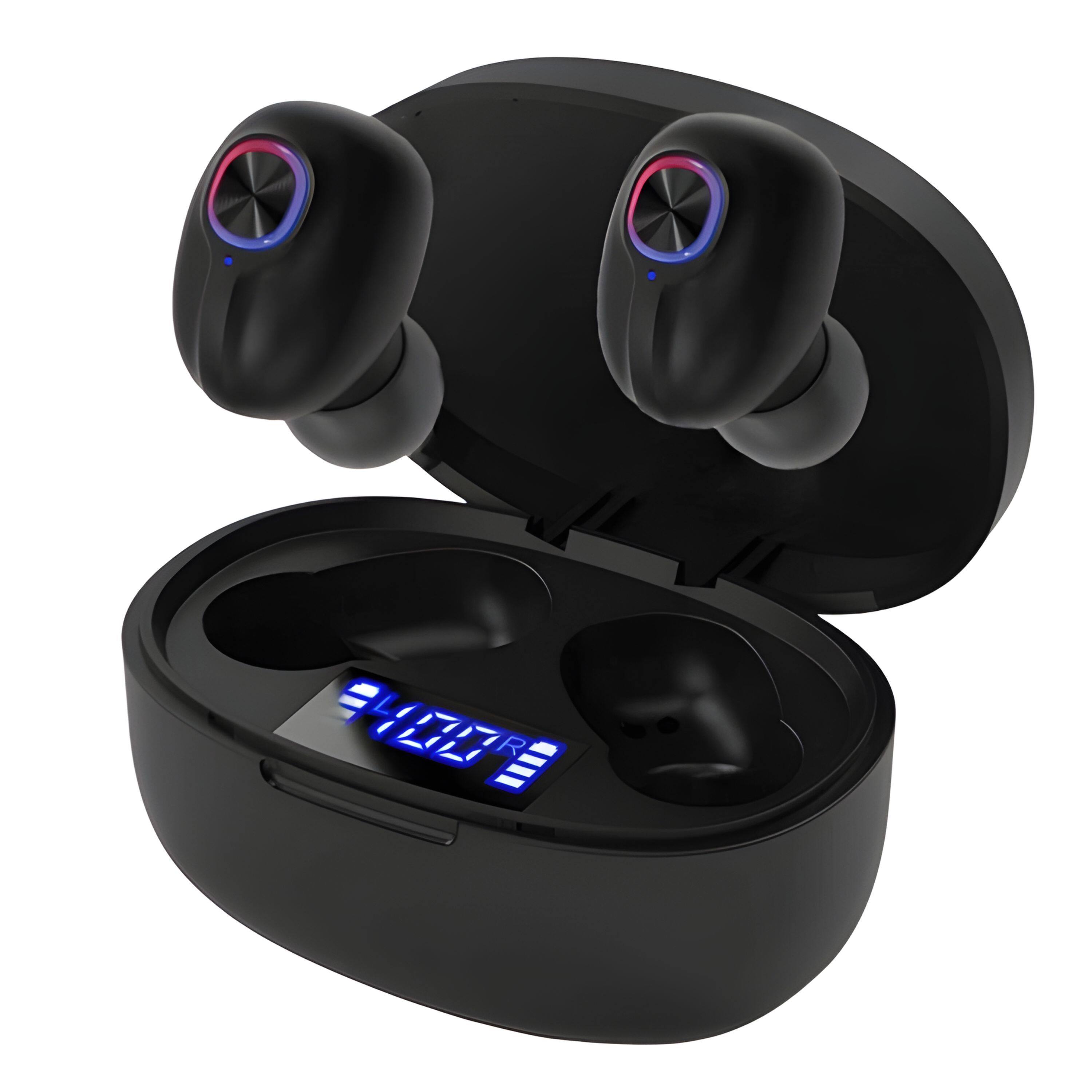 Front. Kitcheniva - Wireless Earbuds Bluetooth 5.1 Headset Noise Cancelling - Black.