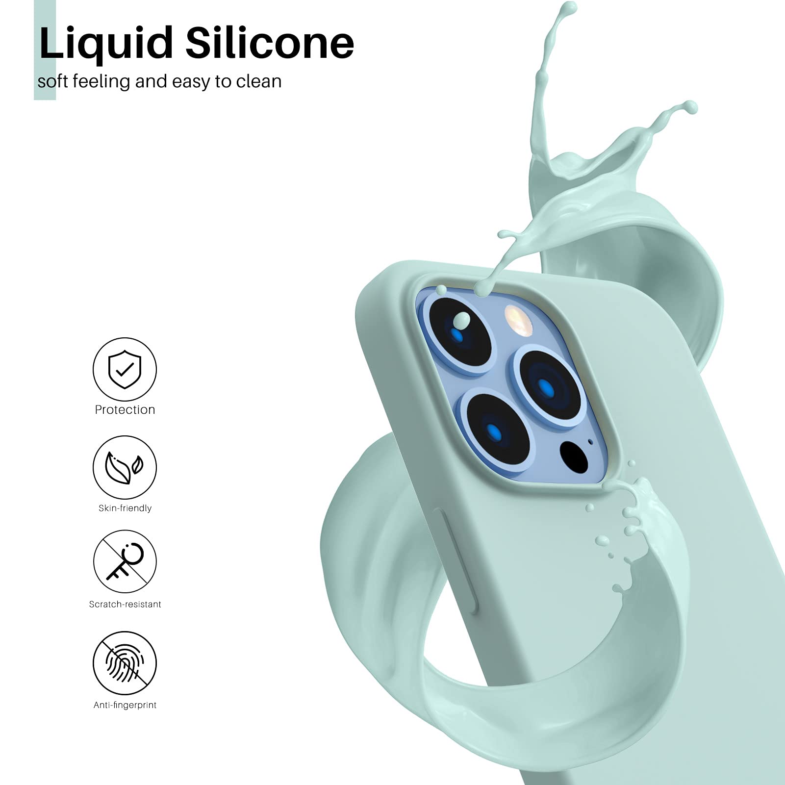 Liquid Silicone, soft feeling and easy to clean, Protection, Skin-friendly, Scratch-resistant, Anti-fingerprint