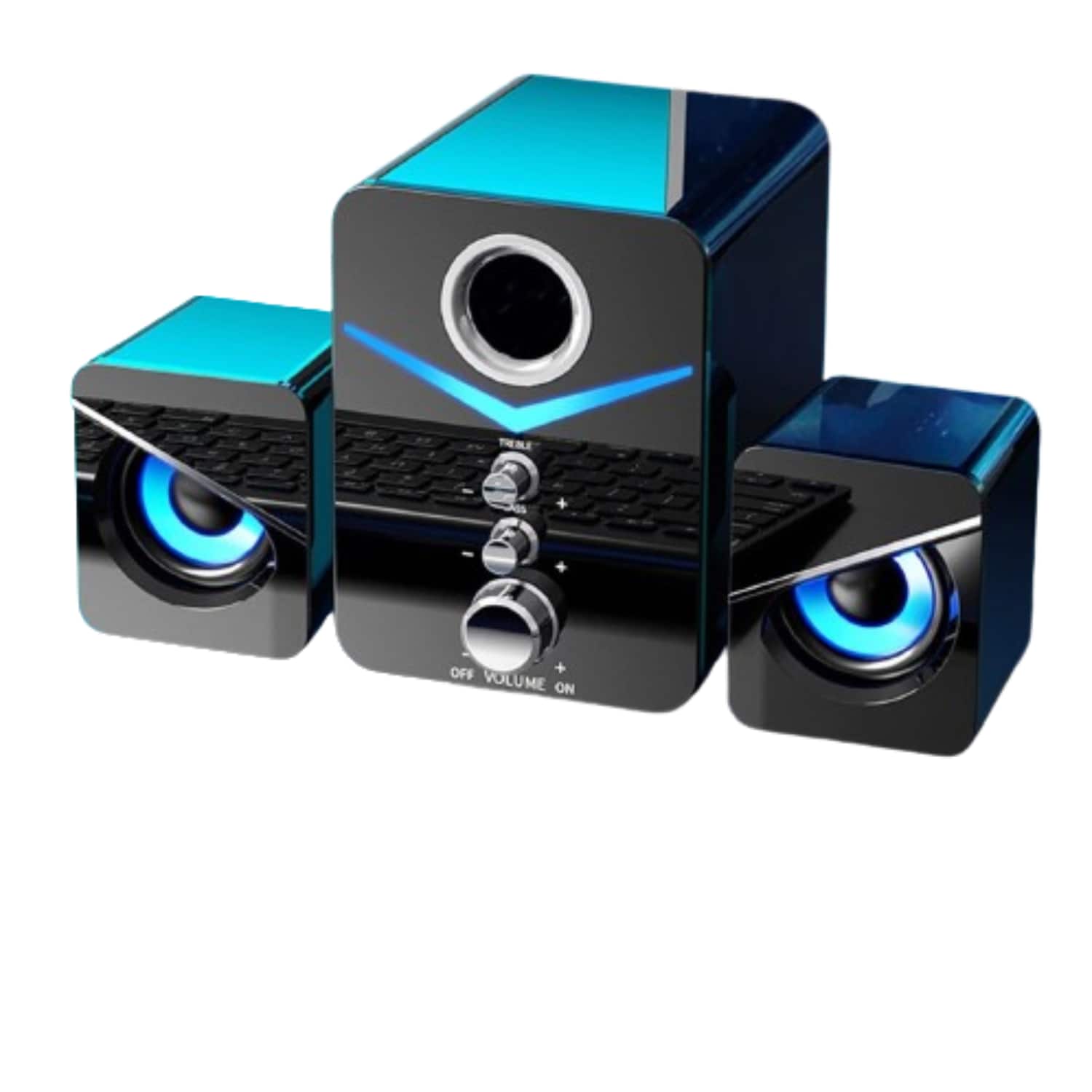 Stock Preferred - USB 2.1 Computer Speakers with Bass Subwoofer & RGB LED - Black