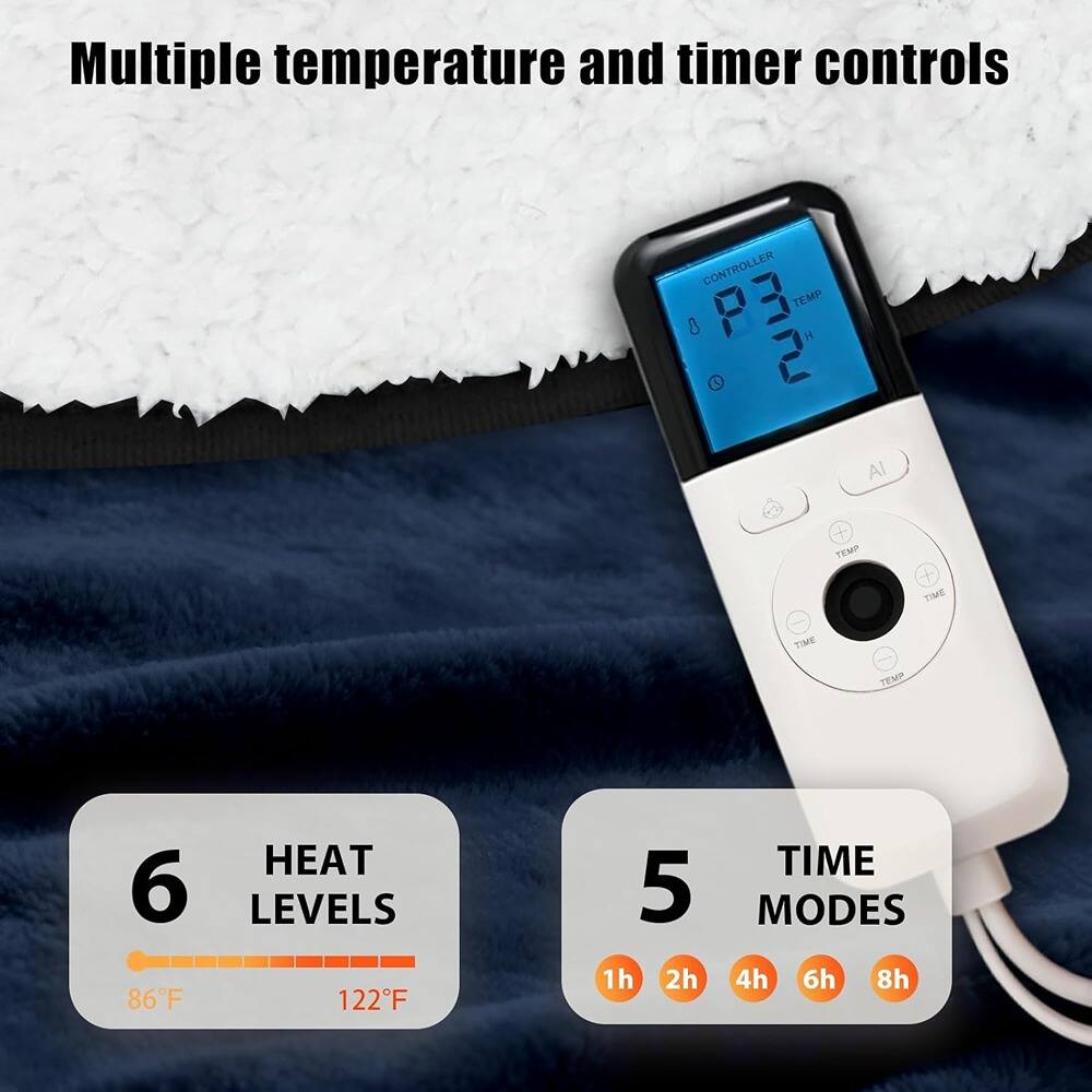 Multiple temperature and timer controls

CONTROLLER P3 TEMP 8 1 2 Al TEMP TIME TIME TEMP 6 86F HEAT LEVELS 122F 5 1h 2h TIME MODES 4h 6h 8h

6 HEAT LEVELS
86°F - 122°F

5 TIME MODES
1h 2h 4h 6h 8h