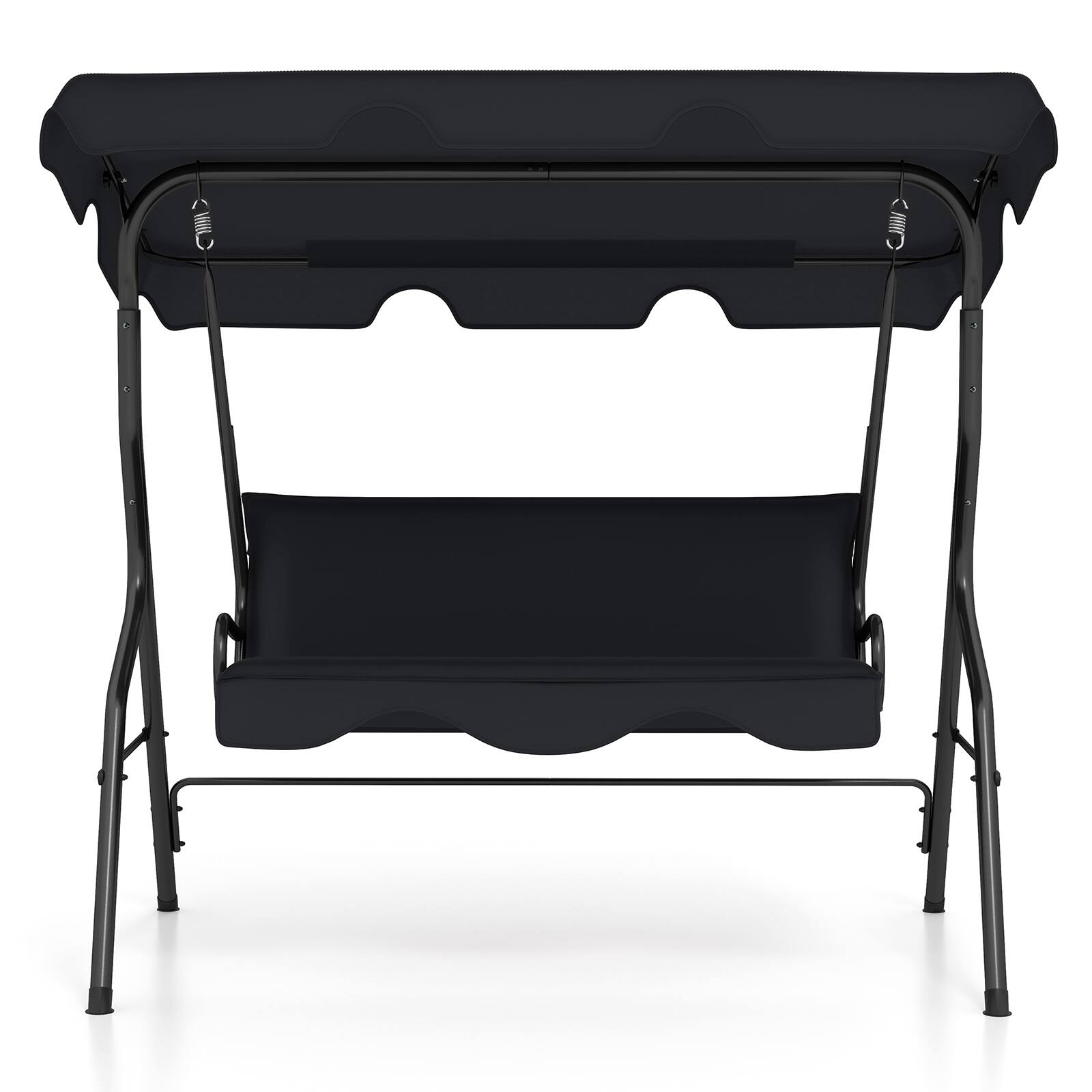 Alt View 9. Costway - Costway Patio 3 Seats Canopy Porch Swing Glider Hammock Cushioned Steel Frame Outdoor - Black.
