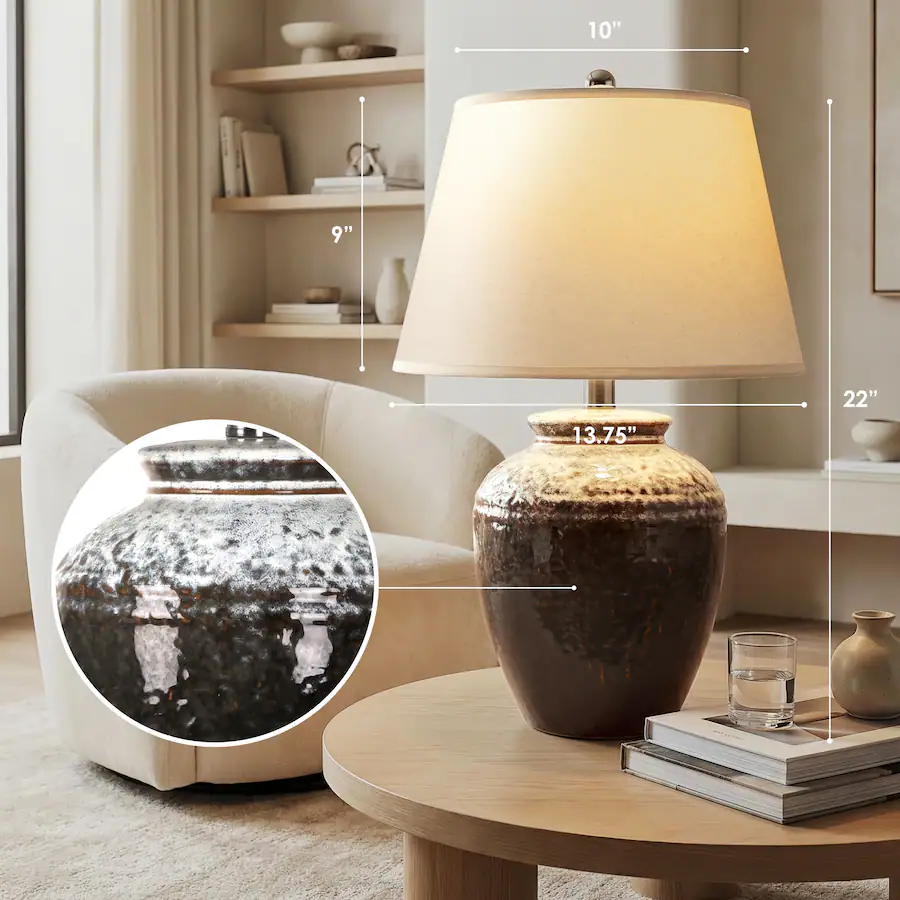 Farm Table Format partphoner Brown & White Farmhouse Ceramic Table Lamp Brown+white ...