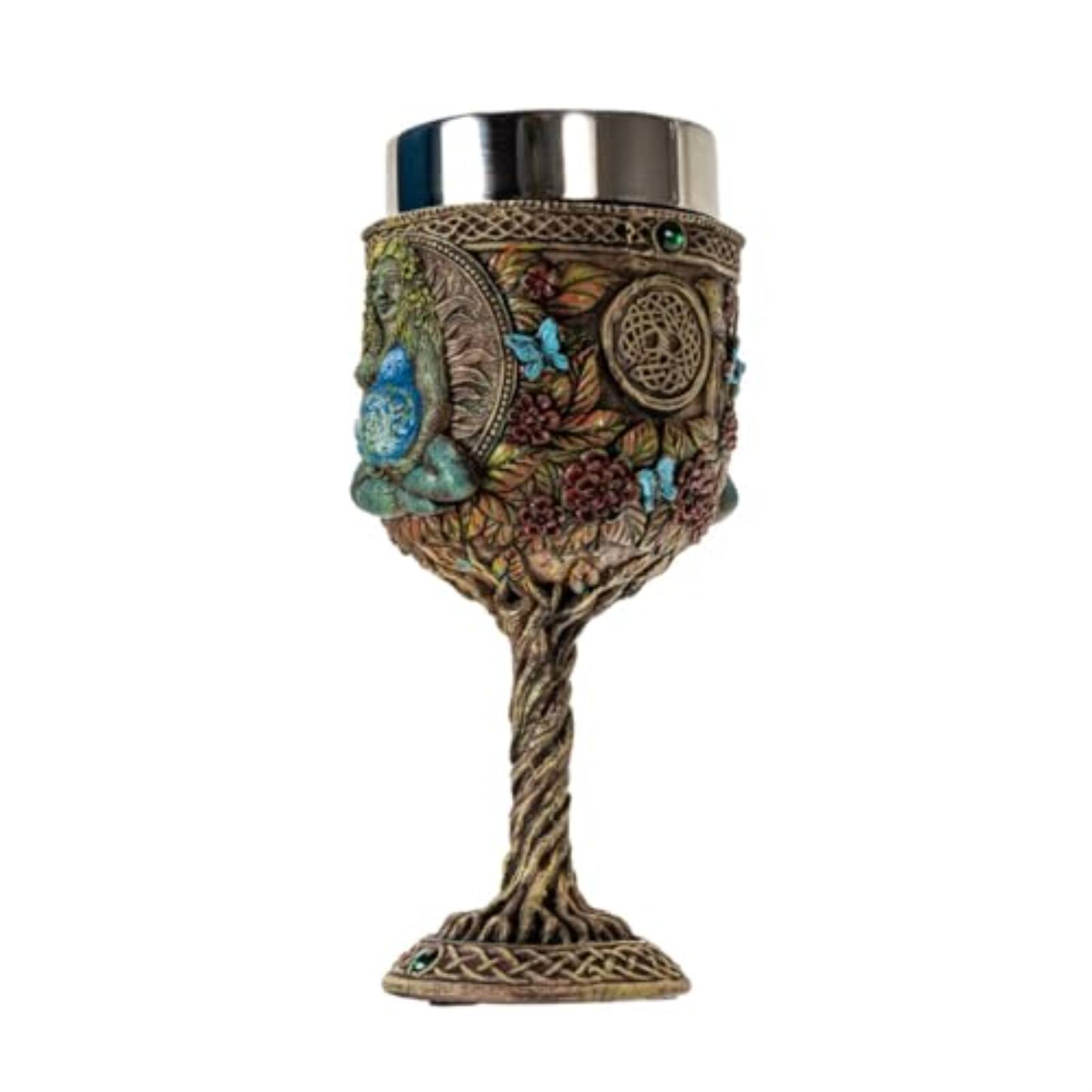 Alt View 1. Pacific Trading - Forest Gaia Wine Goblet Chalice Cup Resin Body Stainless Steel Cup 7 ounce - Multicolor.