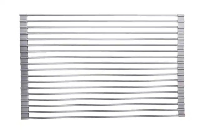 Front. True & Tidy - Over Sink Roll Up Drying Rack - GRAY.