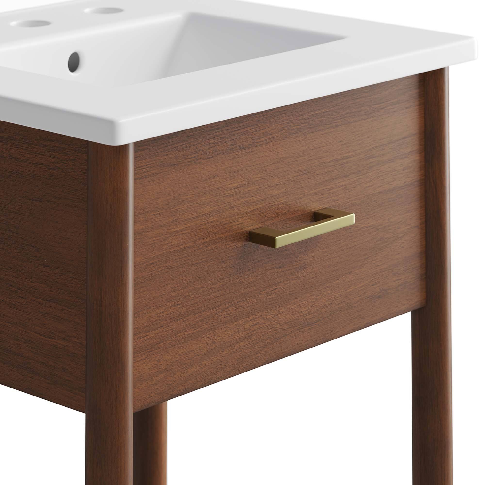 Alt View 5. Modway - Zaire Bathroom Vanity Basin Included by Modway - Walnut White.