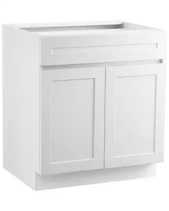 Front. VEVOR - White Shaker Base Cabinet with Drawer, 36-Inch Unassembled Drawer Base Cabinet, 36" W x 24" D x 34.5" H - White.
