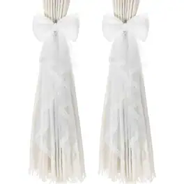 Unique Bargains - Premium 2pcs BowKnot Curtain Tiebacks with Buckle Decorative Holders for Home Office Thin Sheer Window Curtains - White