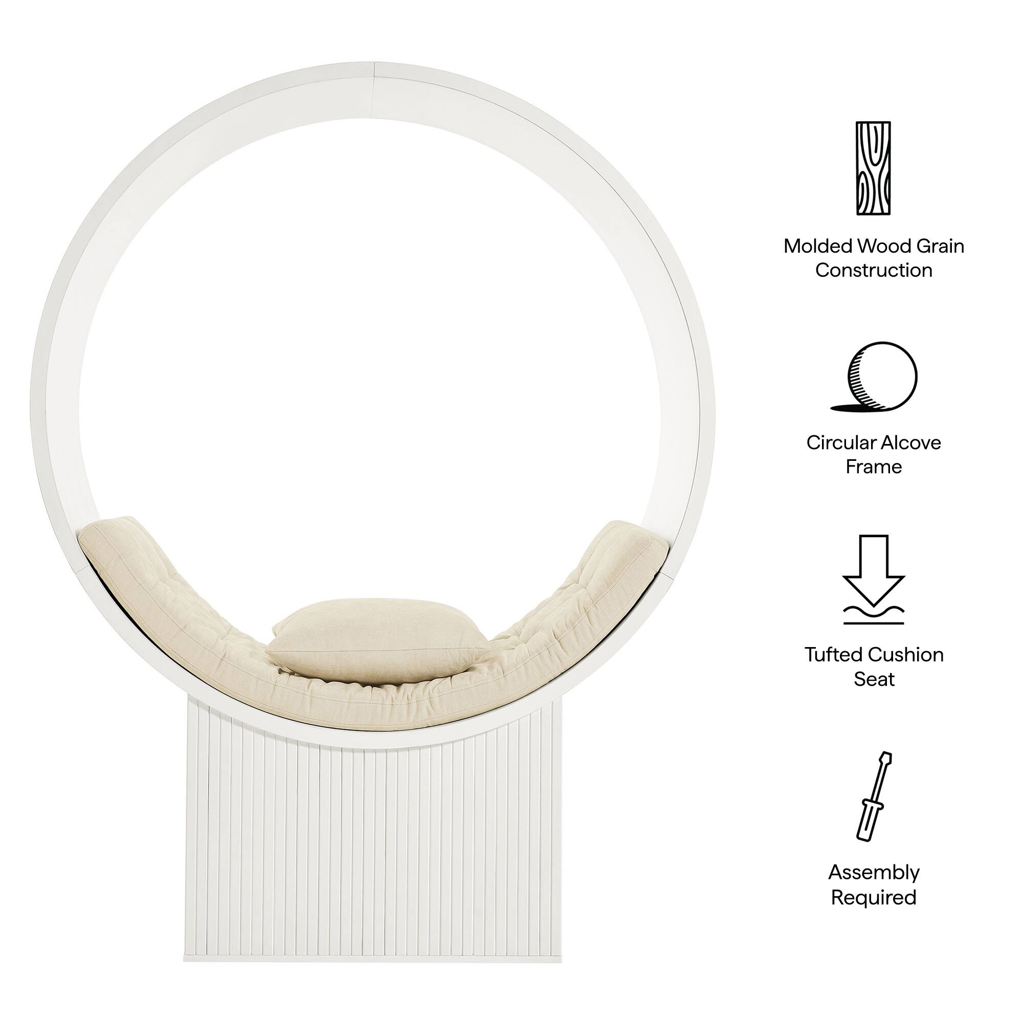 Molded Wood Grain Construction Circular Alcove Frame Tufted Cushion Seat Assembly Required
