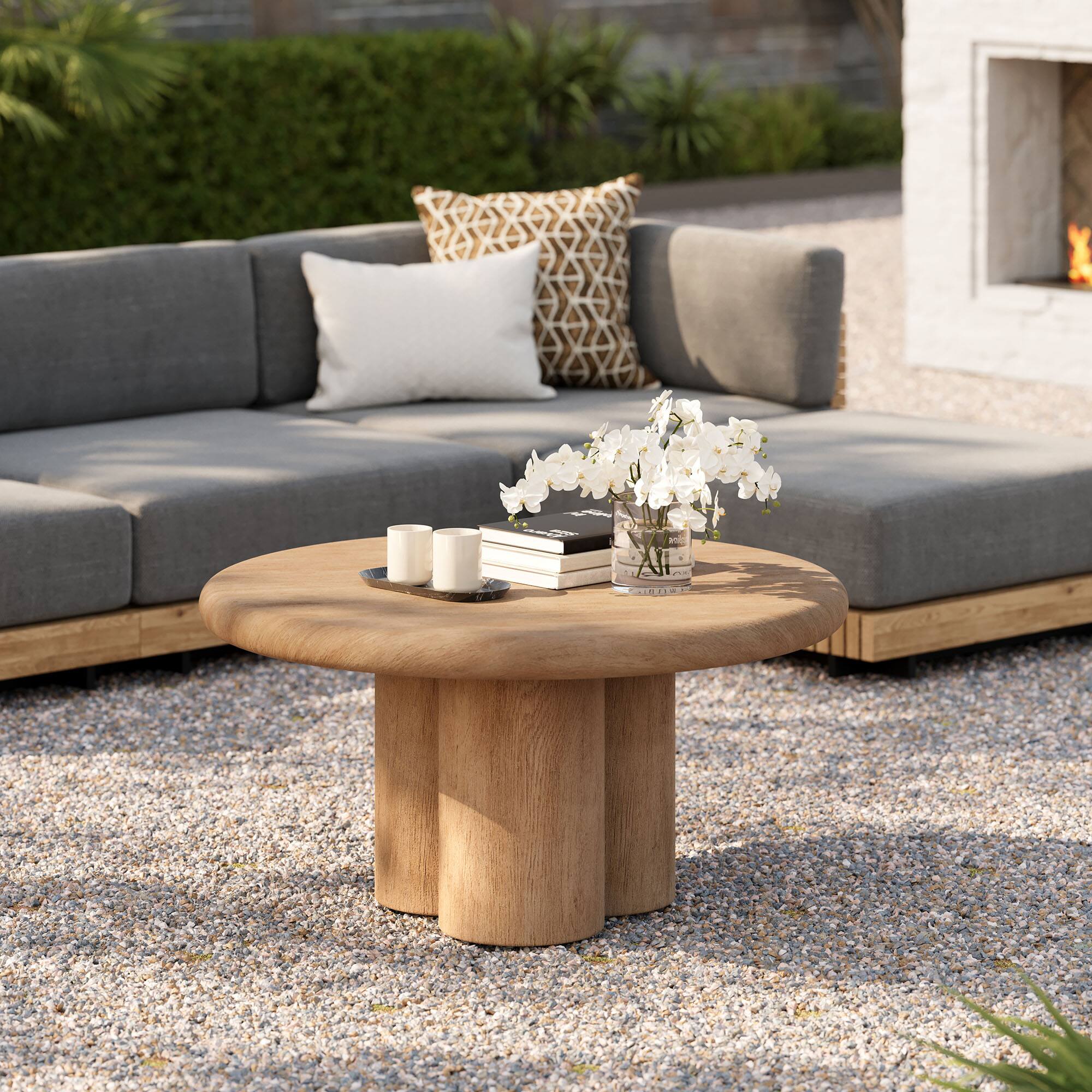 Alt View 1. Modway - Tori 31 Inch Round Indoor and Outdoor Coffee Table by Modway - Oak.