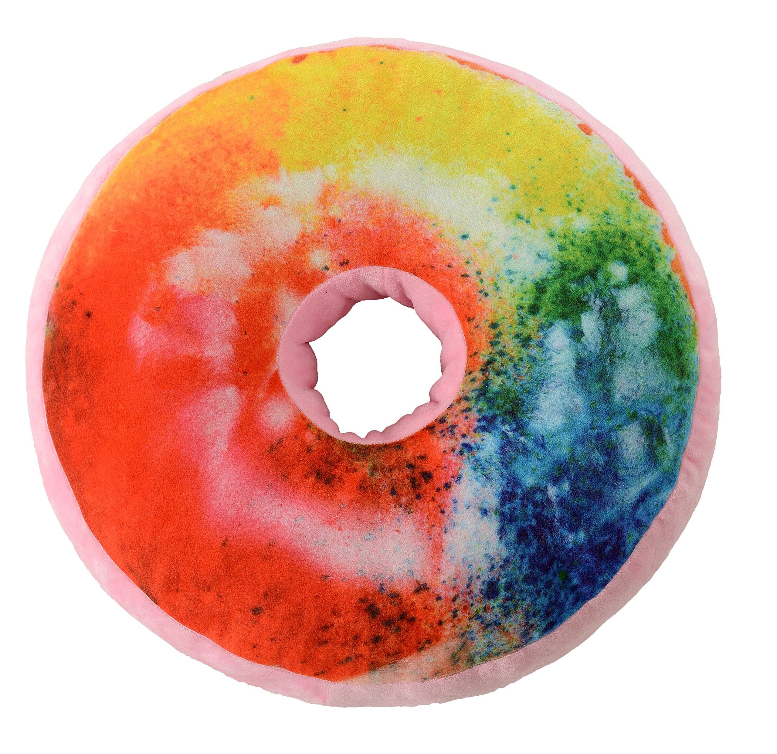 Alt View 3. Cheer Collection - Round Donut Pillow | 2-in-1 Reversible Super Soft Microplush Doughnut Pillow - Rainbow Icing , Rainbow Sprinkles - Rainbow.