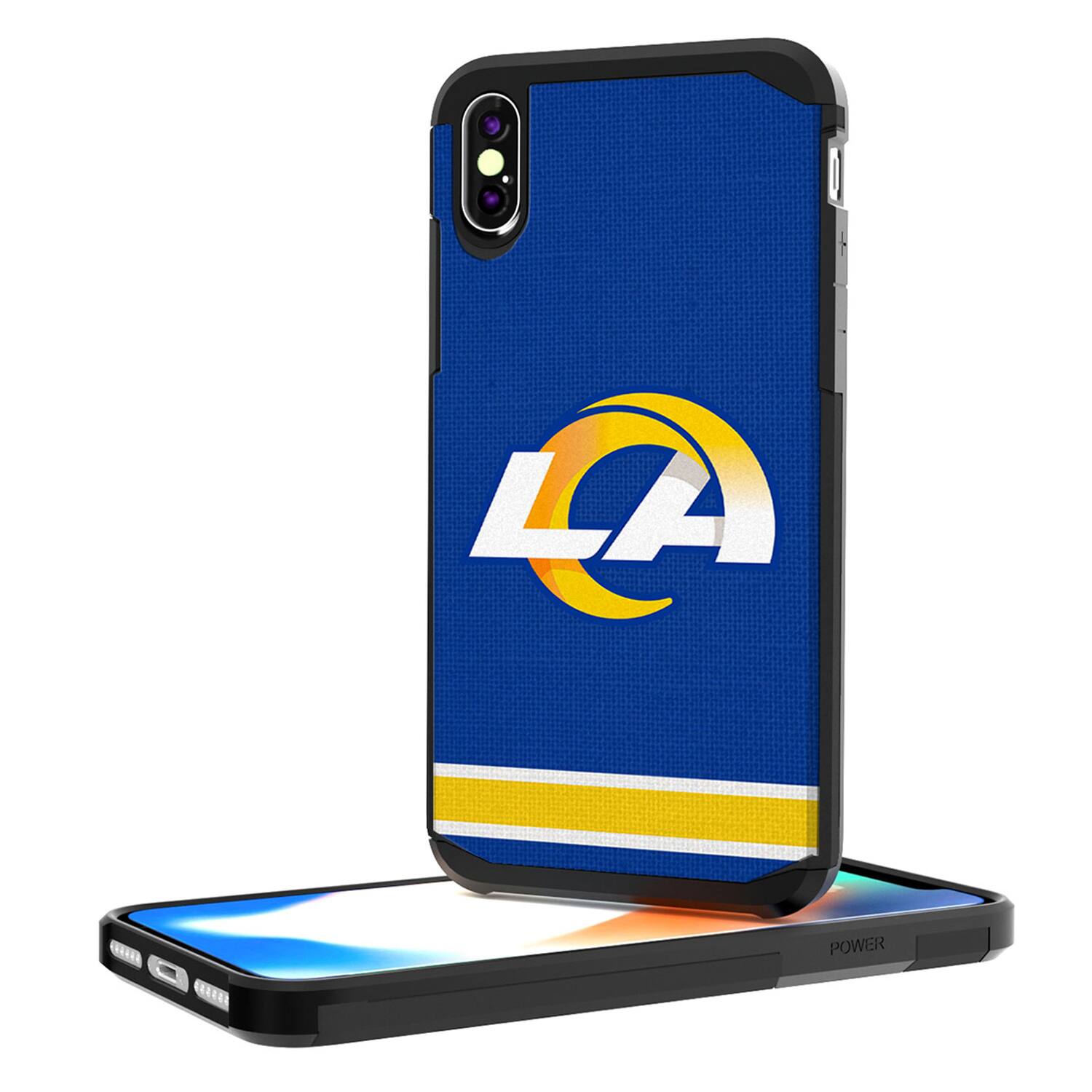 Alt View 2. Keyscaper - Los Angeles Rams iPhone Rugged Stripe Design Case - 12 Pro Max - Multicolor.