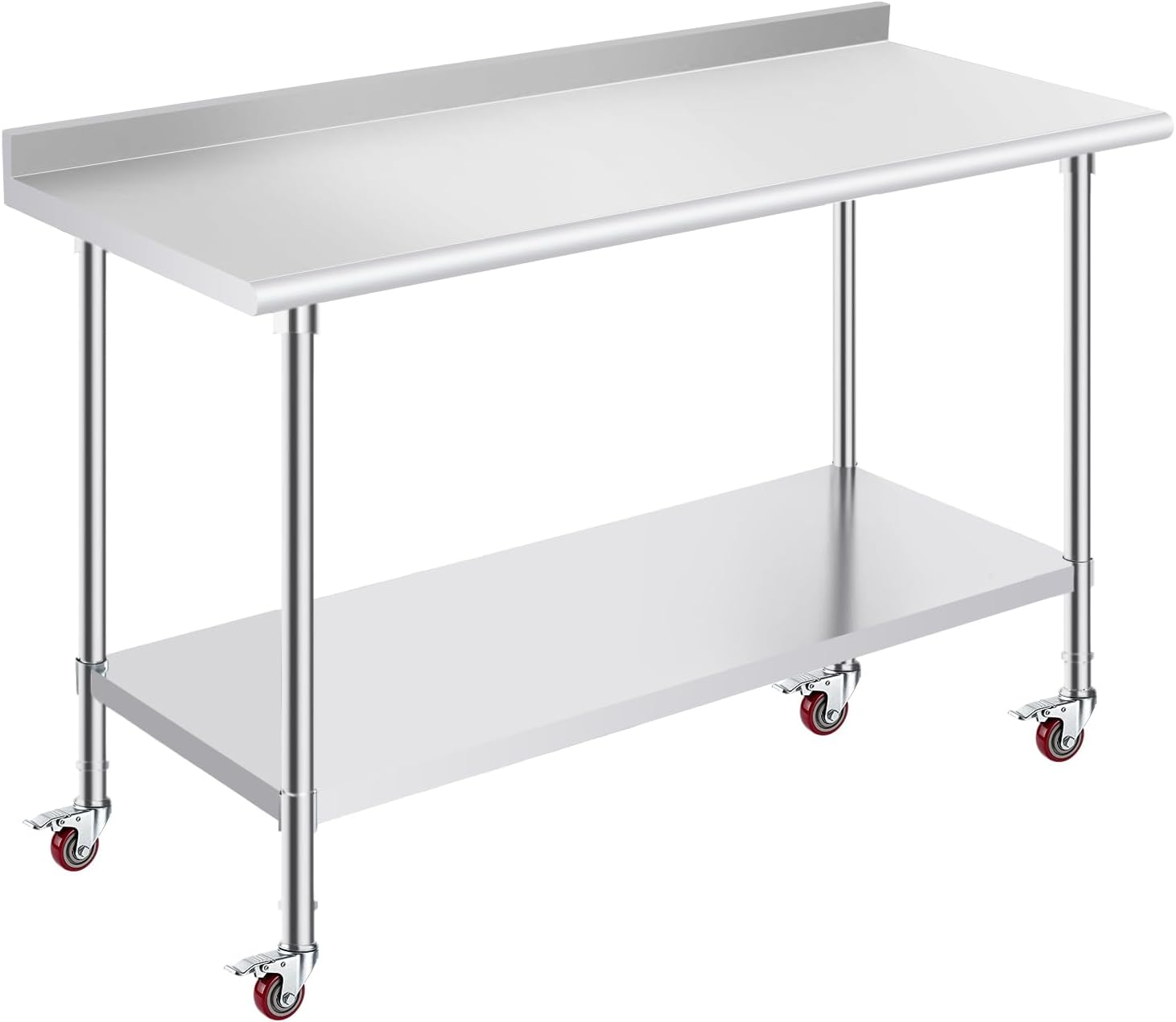 Front. OSTBA - 24 × 60 in Stainless Steel Prep Table, NSF Commercial Heavy-Duty Work Table with Adjustable Undershelf & Feet - Stainless Steel.