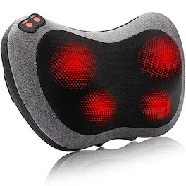 The Best Inks - Shiatsu and Neck with Heat Deep Tissue Kneading Electric Massage Pillow for Shoulders Foot Body Use at Home Car Office - Gray
