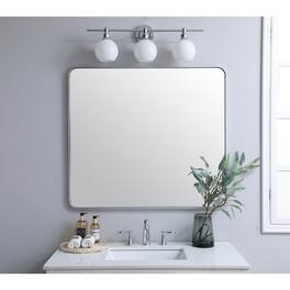 Elegant Decor - Soft corner metal rectangular mirror 36x40 inch - Silver