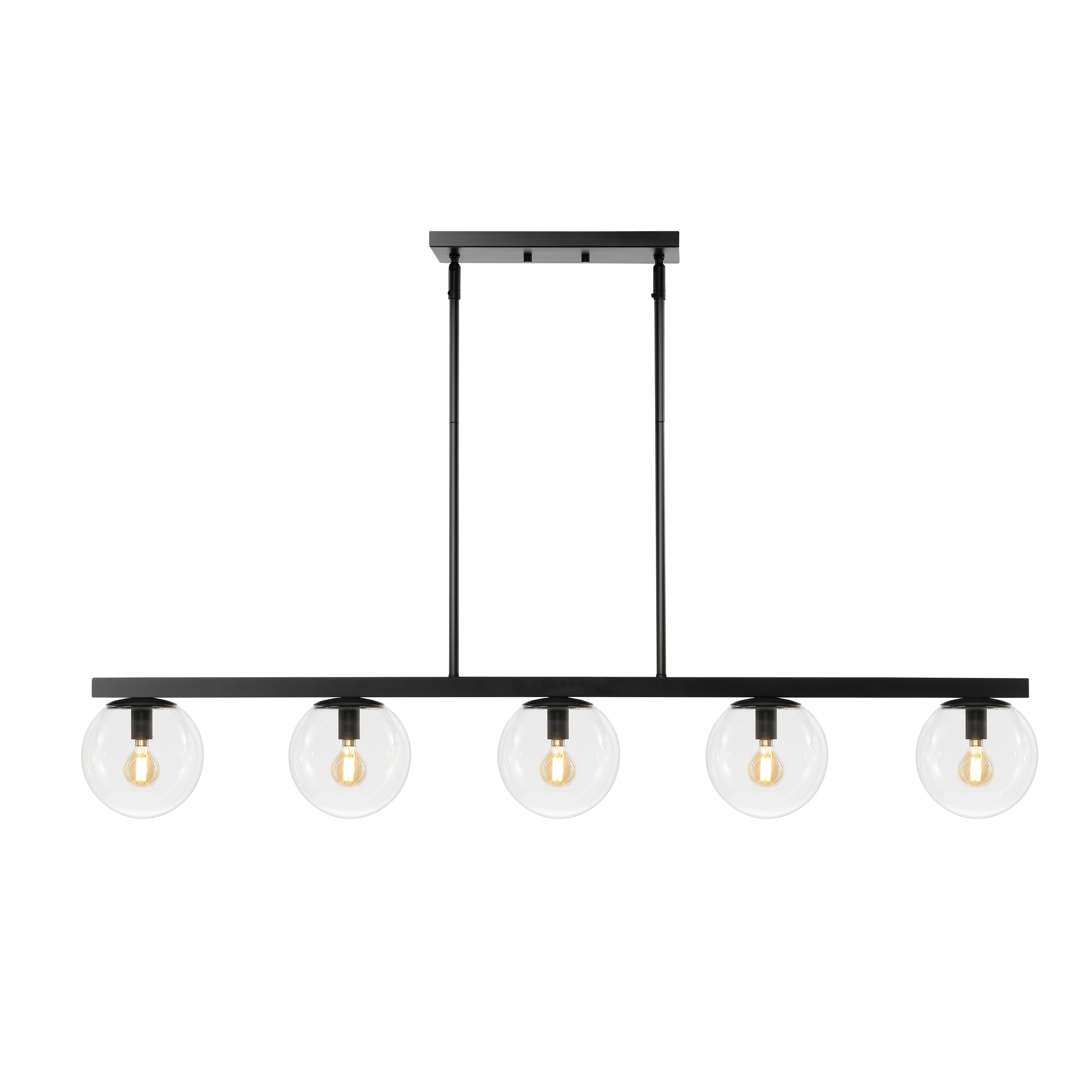 "Jonathan Y - Luca Parisian 45.5"" 5-Light Modern Glam Iron Globe Linear LED Pendant, /Clear - Black" price history on PriceWatchPro