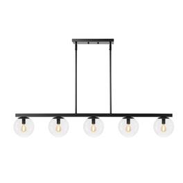 Jonathan Y - Luca Parisian 45.5" 5-Light Modern Glam Iron Globe Linear LED Pendant, /Clear - Black