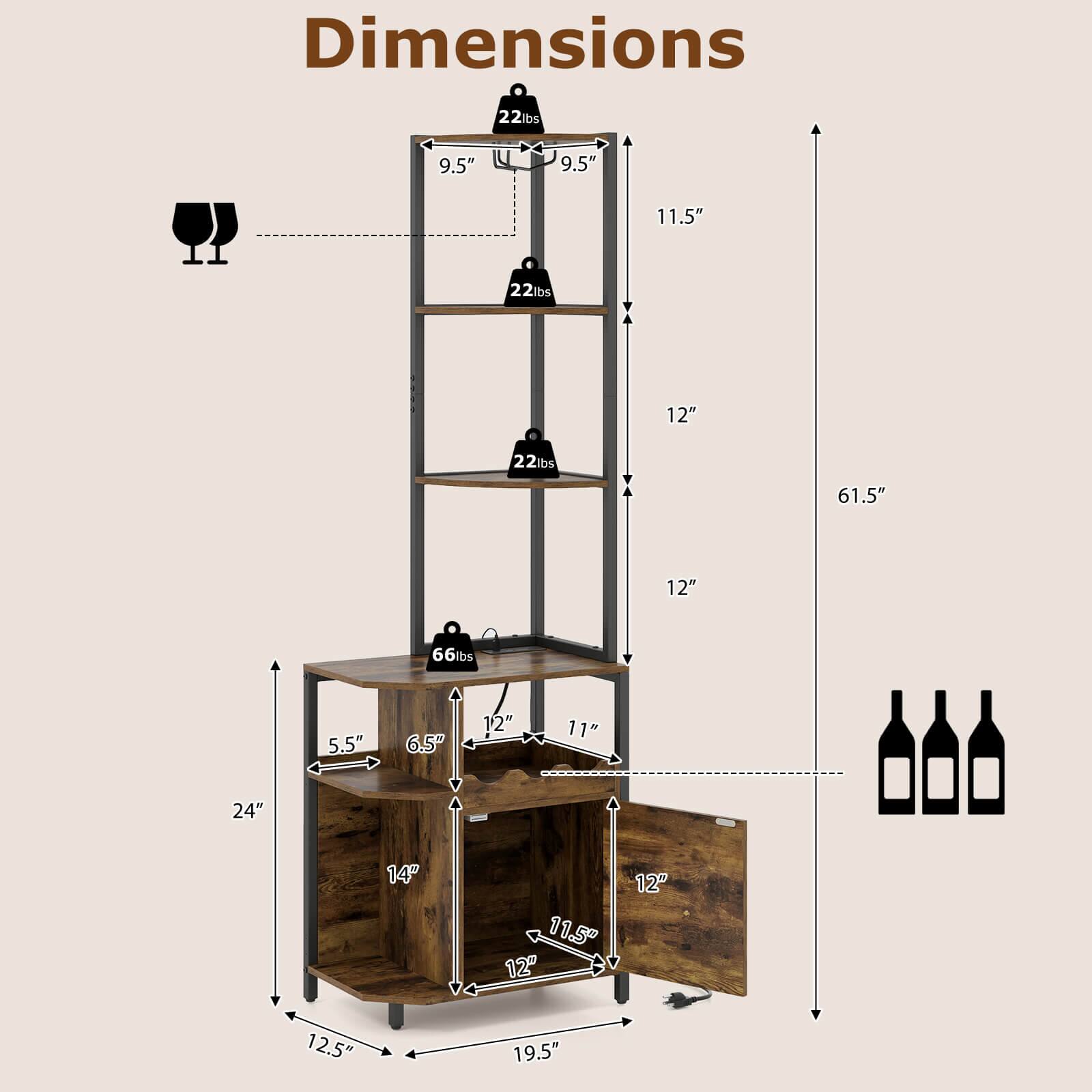 Dimensions:  
- 22lbs  
- 9.5" x 9.5" x 11.5"  
- 22lbs  
- 12"  
- 22lbs  
- 61.5"  
- 12"  
- 66lbs  
- 5.5" x 6.5" x 12"  
- 11" x 24" x 14"  
- 11.5" x 12" x 12" x 12.5" x 19.5"