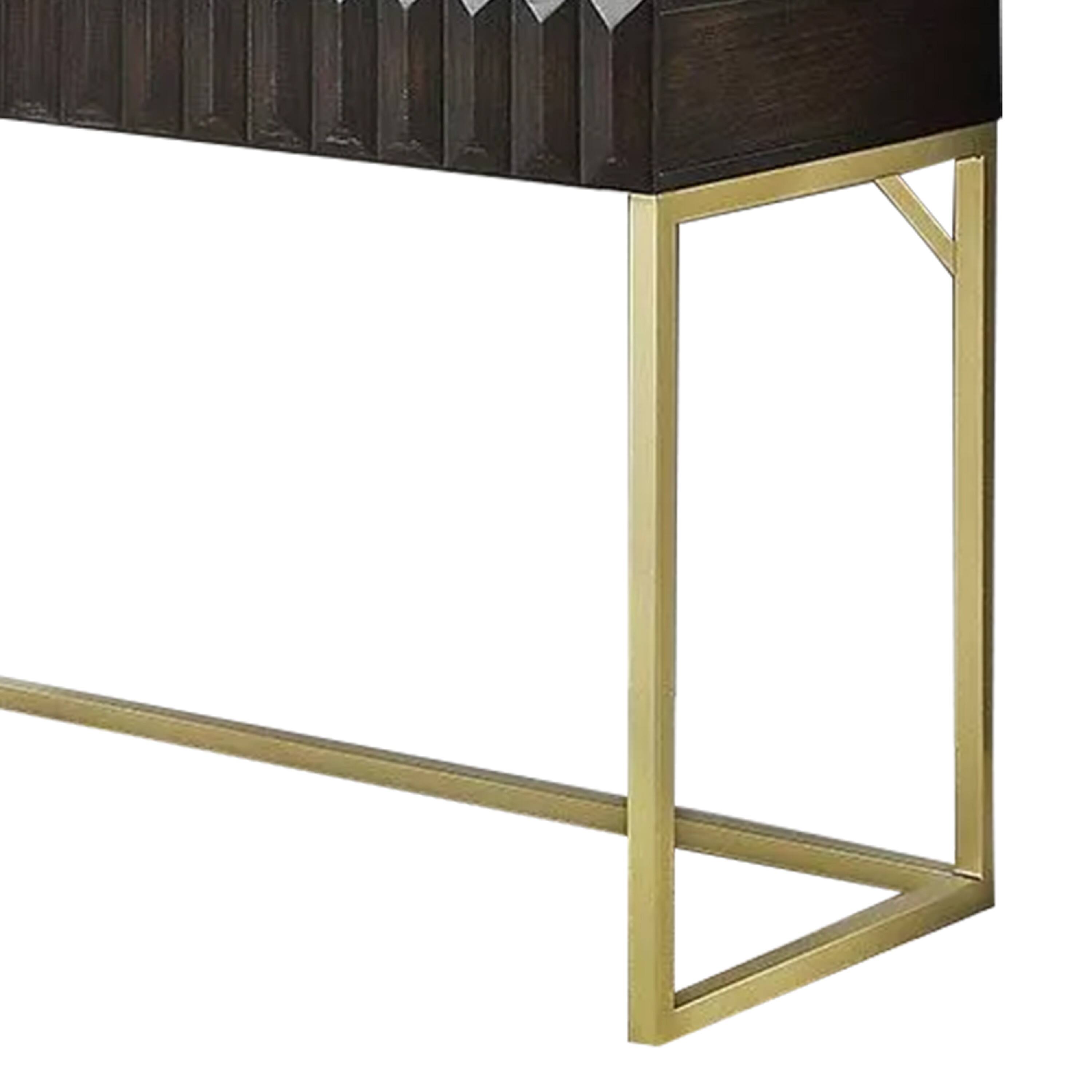 Back. Manhattan Lane - Fredie Corner Desk with Lift-Top USB Port, Gold Frame, Walnut Brown - Walnut Brown, Gold.