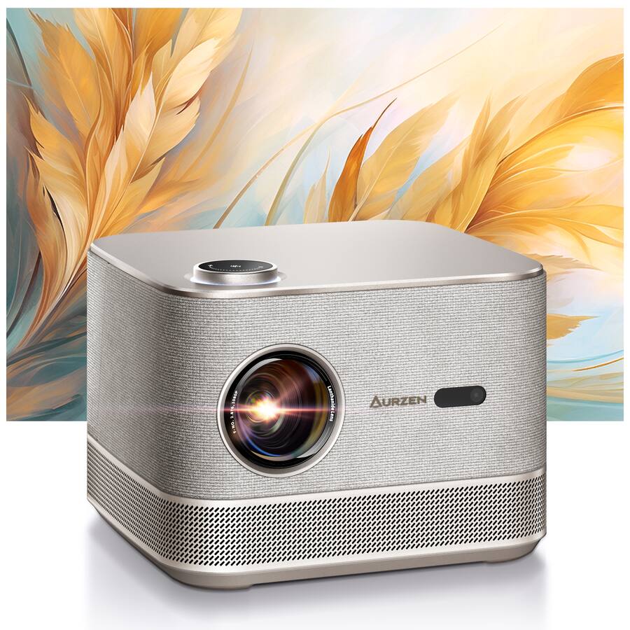 Azule Projector Aurzen Smart Projector, 36W Speakers 3D Dolby Audio, Auto Focus ...