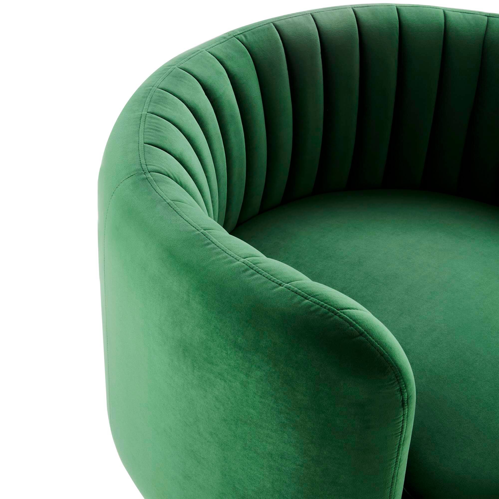 Alt View 3. Modway - Embrace Tufted Performance Velvet Swivel Chair by Modway - Black Emerald.