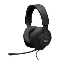 Front. JBL - Quantum 100M2 Wired over-ear gaming headset with detachable mic and mute option - Black.