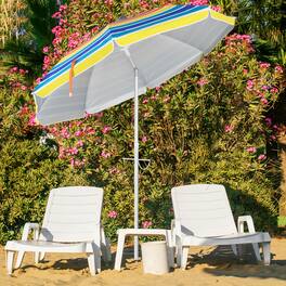 Costway - 6.5 FT Patio Beach Umbrella Sun Shade Tilt Aluminum Sports Portable Carry Bag - Multicolor
